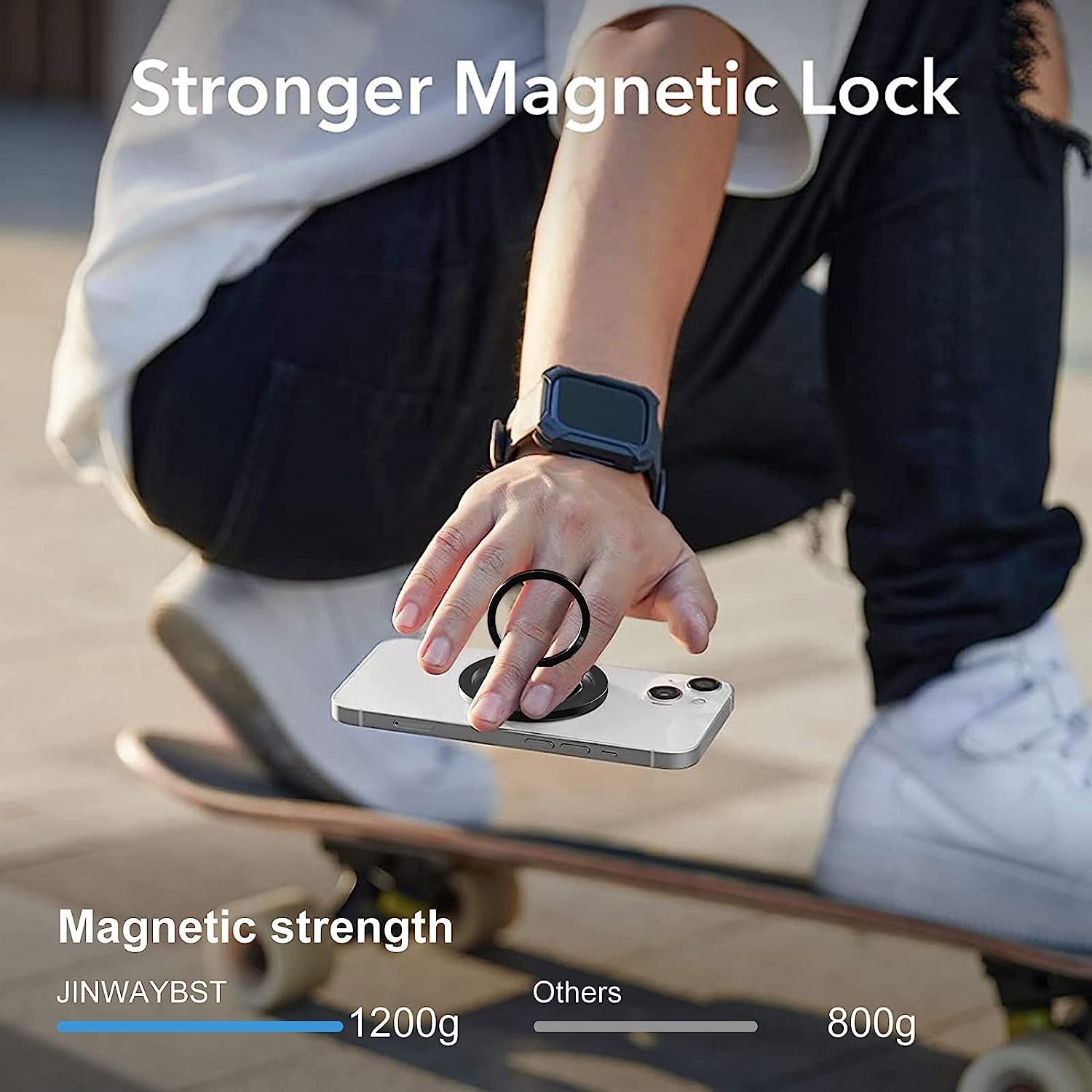 [2 Pack] JINWAYBST Magnetic Phone Ring Holder Magnetic Finger Phone Ring Stand Holder, Magnet Ring Grip, Compatible with Iphone 14 plus 13 12, Pro, Pro Max, Mini  JINWAYBST   