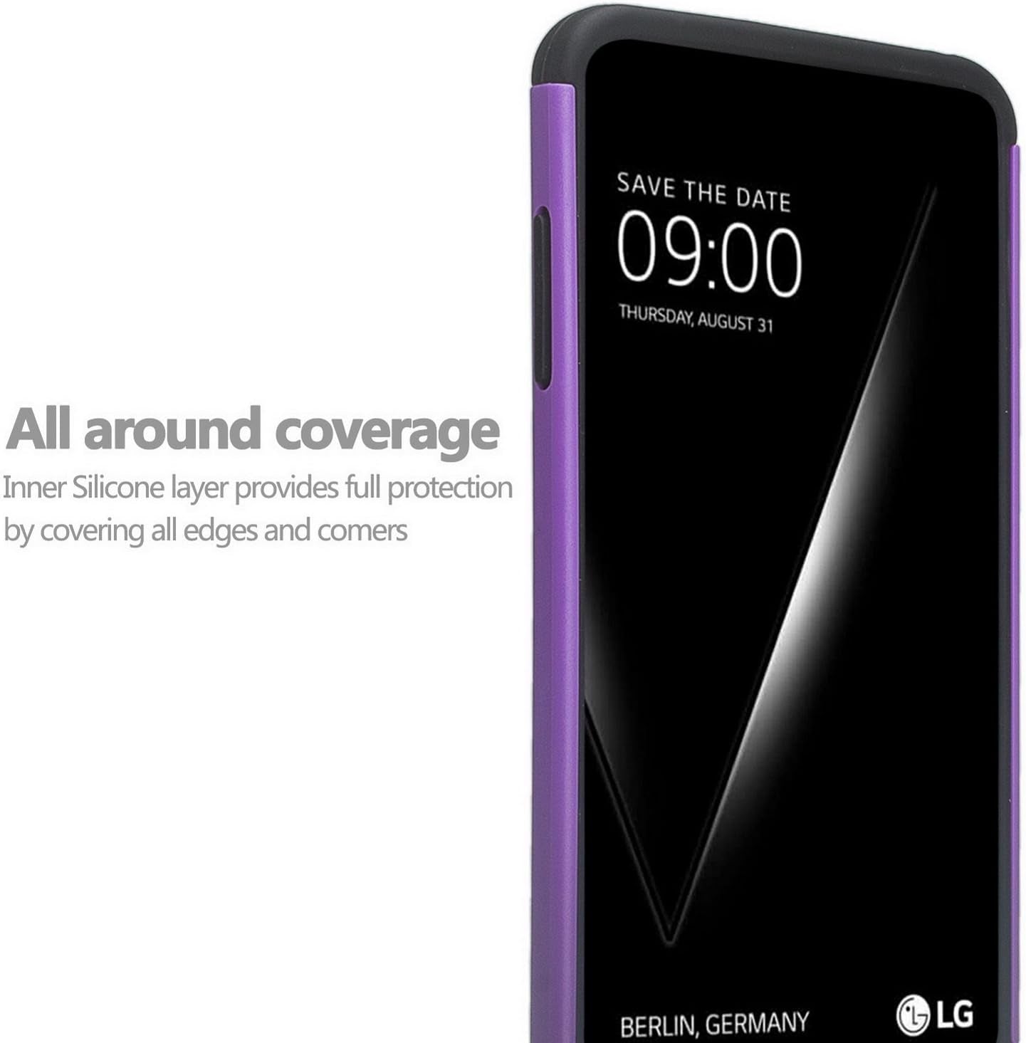 Galaxy Wireless Compatible for LG V30, LG V30 [Impact Resistant] Diamond Hybrid Dual Layer Armor Defender Protective Silicone Bumper - (Hot Pink Heart) (Rainbow Flower)  GALAXY WIRELESS   