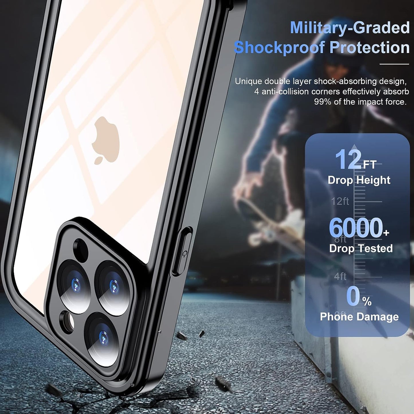 Temdan [Real 360 for Iphone 14 Pro Case Waterproof, Built-In 9H Tempered Glass Camera Lens & Screen Protection [14FT Military Dropproof][Full-Body Shockproof][Dustproof][Ip68 Underwater] Phone Case  Temdan   