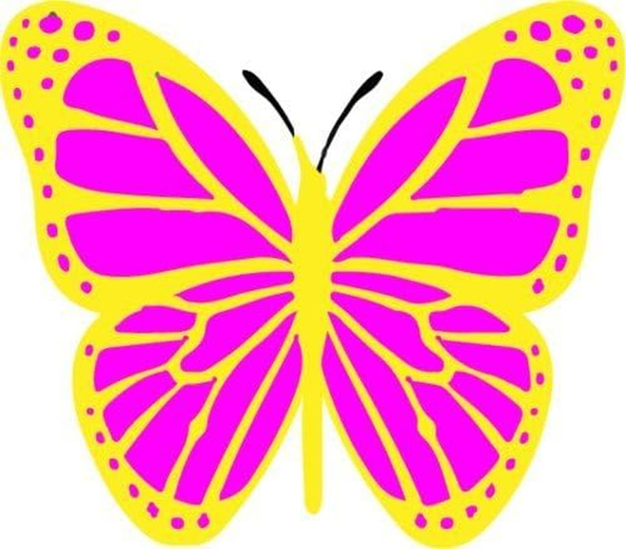ION Graphics Magnet Set of 2 Butterfly Laptop - Pink and Yellow Butterfly Vinyl Magnet - Butterfly Cell Phone Magnet - Perfect Butterfly Gift - Made in the USA Size: 3.000" X 2.700" Inch  ION Graphics   