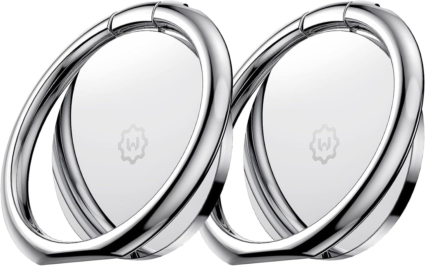 Wixgear (2 Pack) Phone Ring Holder, Universal Magnetic Cell Phone Finger Holder with Kickstand Phone Holder for Hand, Phone Ring Grip Works with Magnetic Car Mounts Compatible with All Phones (Black)  WixGear Silver  