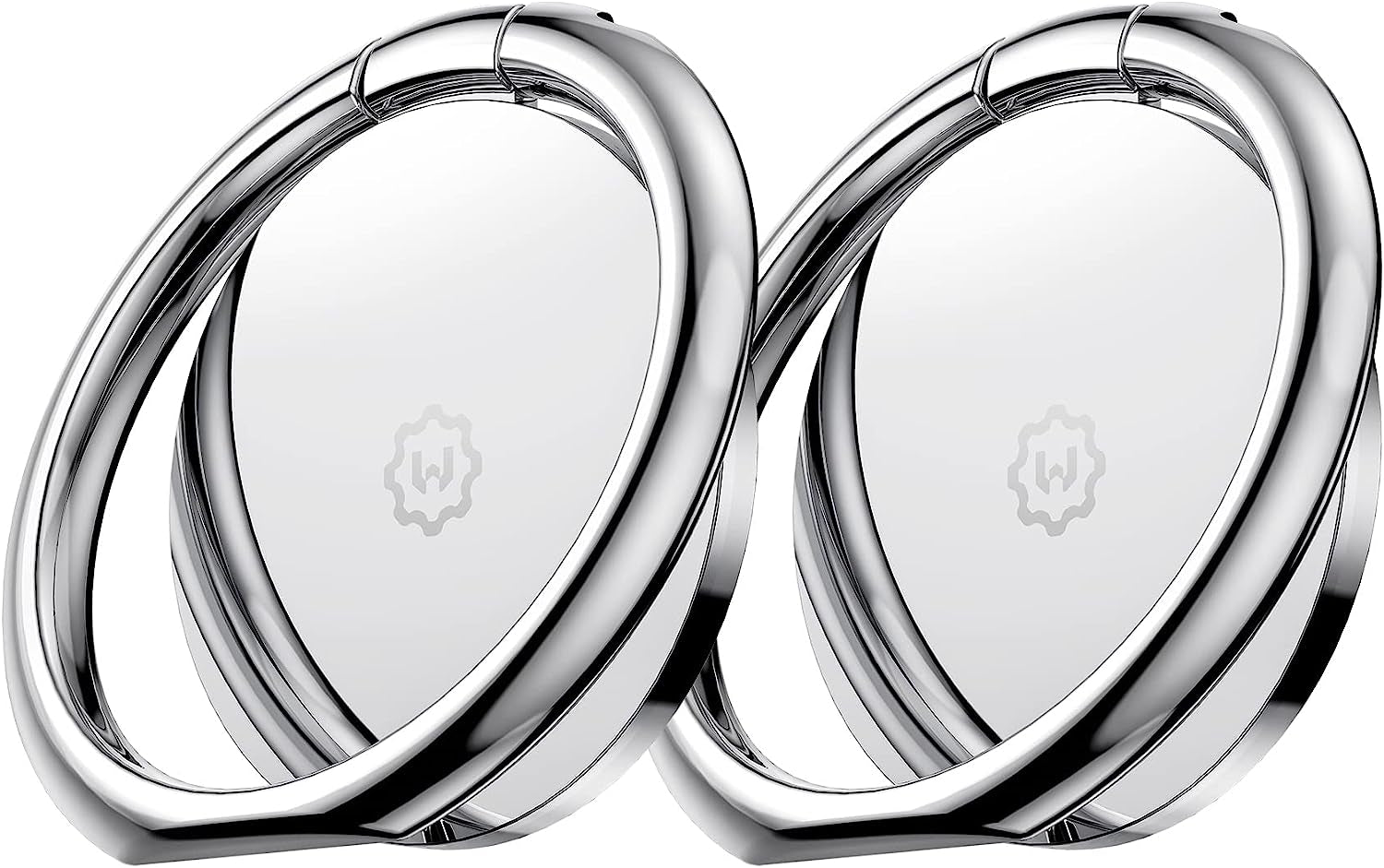 Wixgear (2 Pack) Phone Ring Holder, Universal Magnetic Cell Phone Finger Holder with Kickstand Phone Holder for Hand, Phone Ring Grip Works with Magnetic Car Mounts Compatible with All Phones (Black)  WixGear Silver  