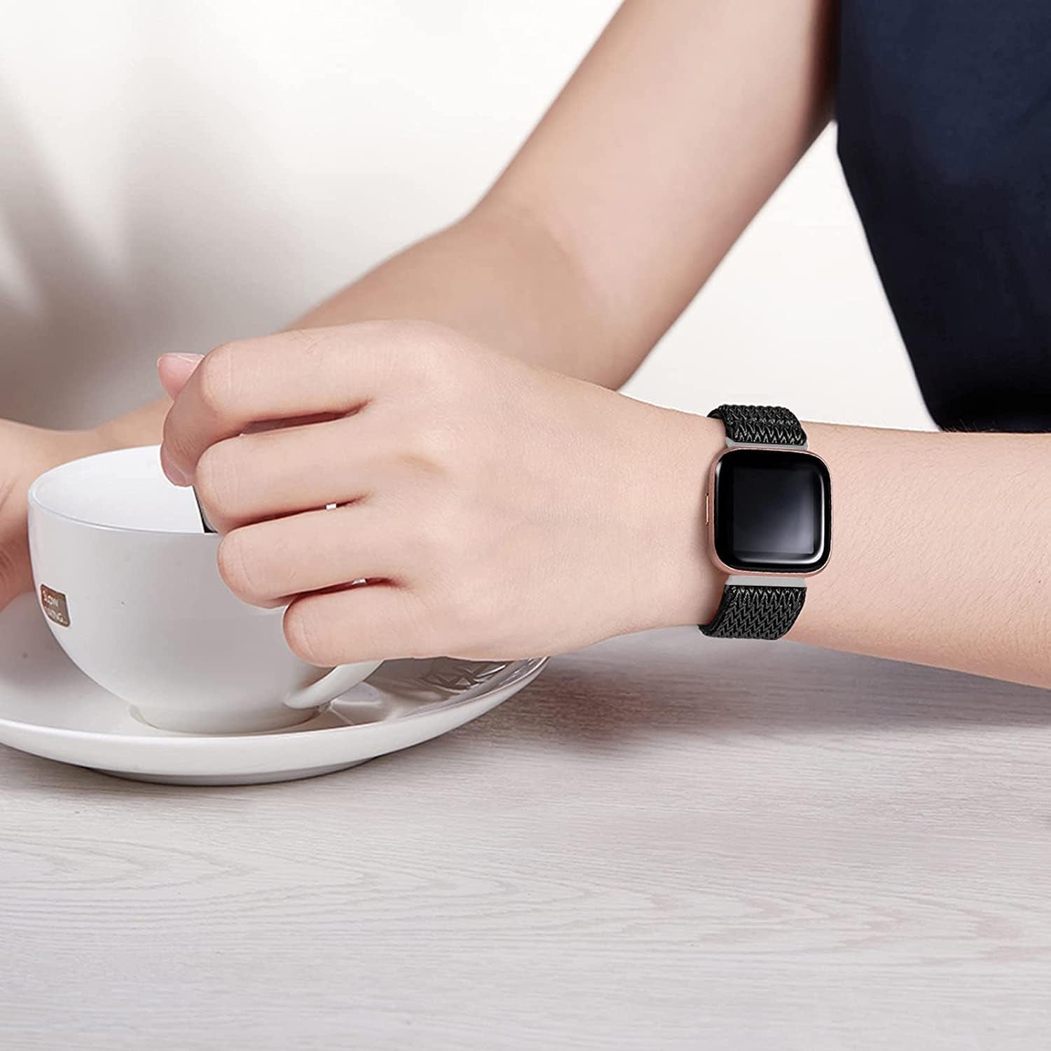 3 Pack Elastic Nylon Bands Compatible with Fitbit Sense/Versa 3, Soft Adjustable Breathable Sport Replacement Wristbands Straps for Woman Man  voma   