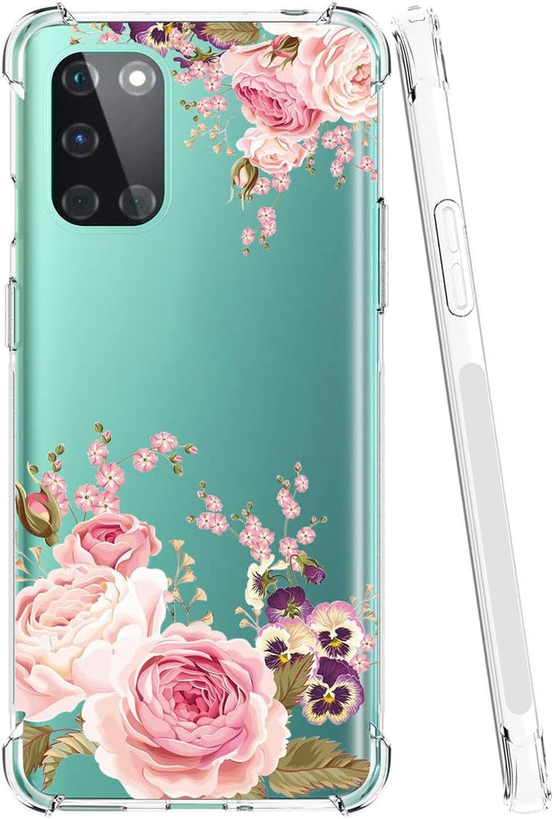 Ueokeird Phone Case for Oneplus 8T 5G (2020), Oneplus 8T Case Girls Women, Slim Shockproof Clear Floral Pattern Soft Flexible TPU Protective Cover for Oneplus 8T (Rose Flower)  Ueokeird   