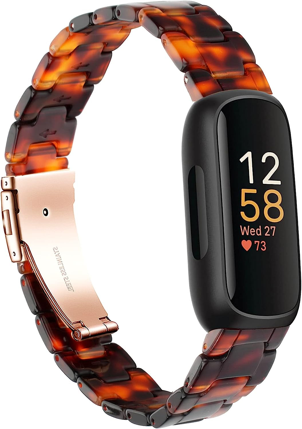 Wongeto Compatible with Fitbit Inspire 3 Band Women Girls,Tortoise Resin Watch Band Slim Replacement Adjustable Wristband for Fitbit Inspire 3 Accssorises  Wongeto Tortoise Stone  