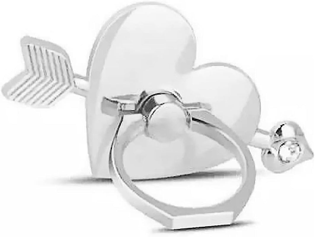 Cell Phone Ring Stand Holder Grip, 360° Cell Phone Ring Holder Stand Finger Kickstand, Cell Phone Ring Grip Holder for Back of Phone, Cell Phone Ring Grip Stand Silver Black Rose Gold  Mheijo Cupid's Arrow Silver  