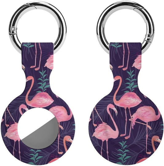 Cute Flamingo Silicone Case for Airtags with Keychain Protective Cover Airtag Finder Tracker Holder Accessories  MHXYZHW   