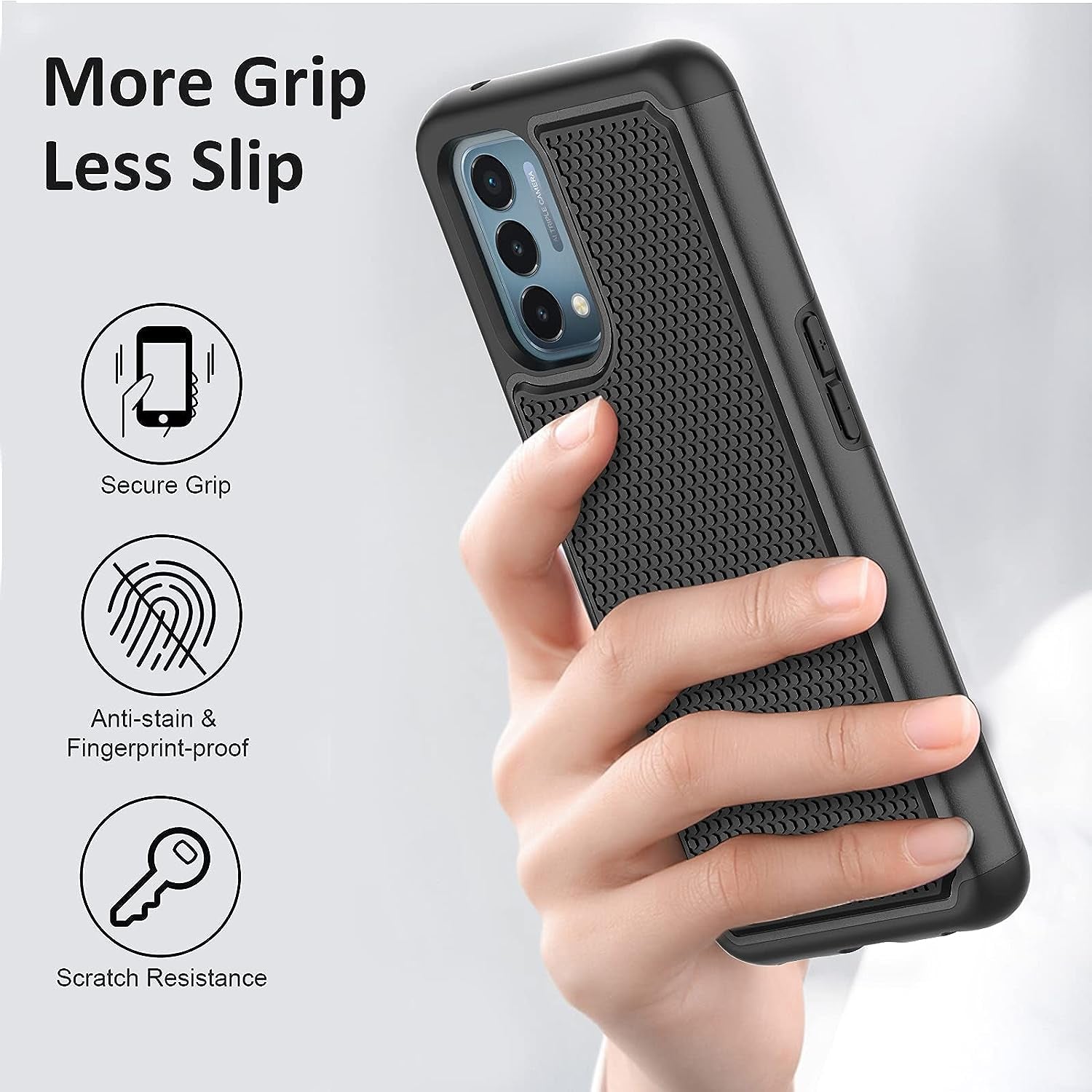 NTZW for Oneplus Nord N200 5G Case: Heavy Duty Shockproof Protective Phone Case [2 Tempered Glass Screen Protector] Anti-Slip Textured Hard Cover + Soft Silicone Rubber Bumper - Black  yanshichuang   