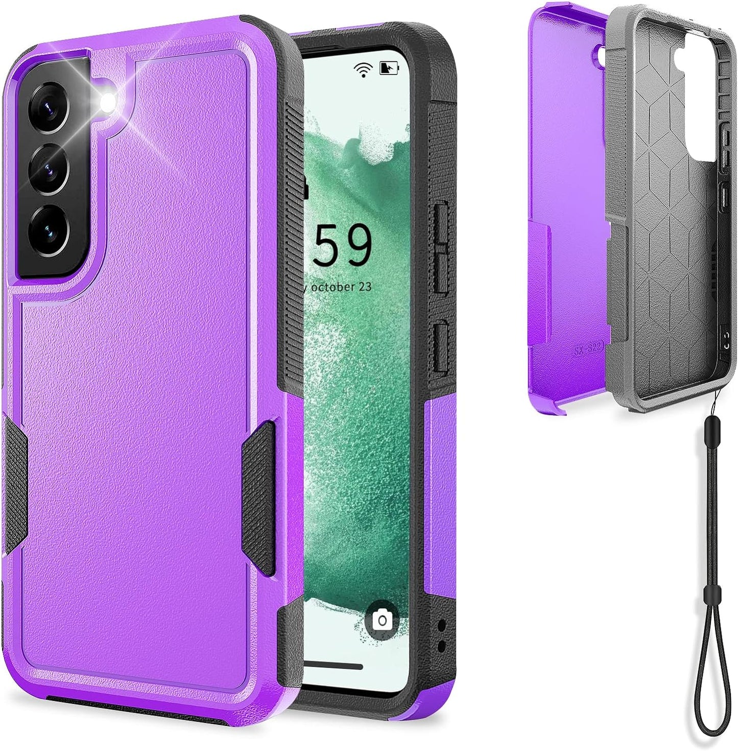 UNITEDTIME Compatible with Galaxy S22 plus Case Drop Protection Rugged Shockproof/Dust Proof Military Protective Tough Phone Cover for Samsung Galaxy S22 plus (Pink)  Unitedtime-Tech Purple  