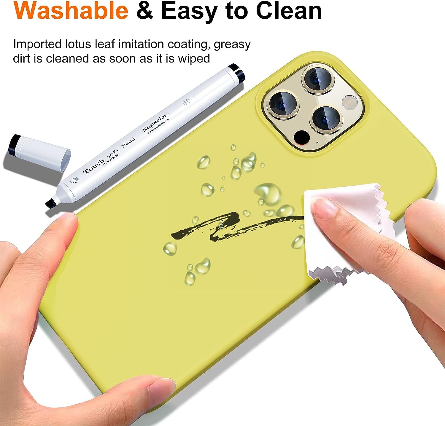 Uyiton [5 In1] Liquid Silicone Iphone 12 Pro Max Case, [Drop Protection] [Full Covered] Shockproof Slim Thin Cover with Microfiber Lining, with 2Xscreen Protector +2Xcamera Lens Protector-Yellow  Uyiton   