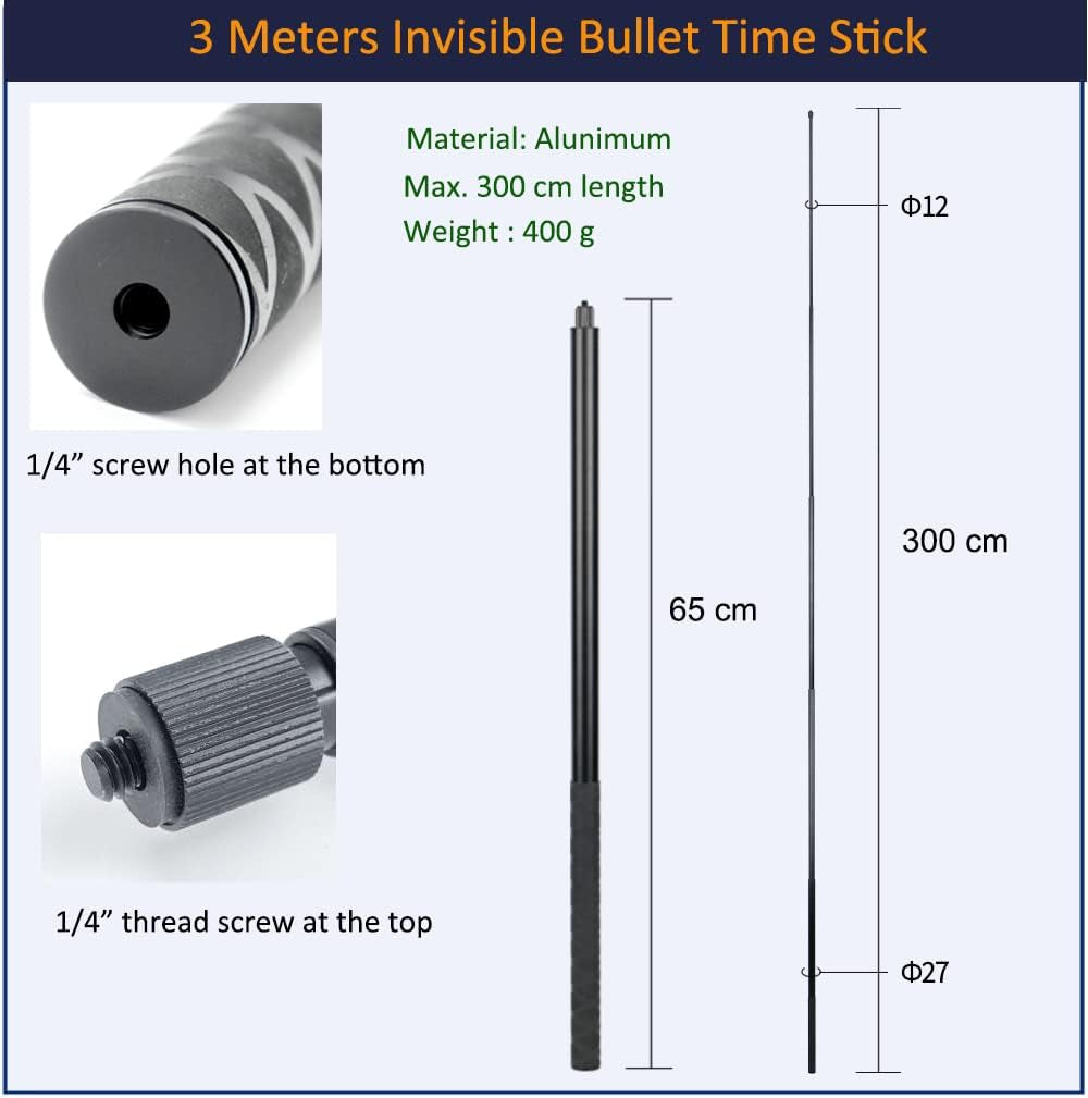 VGSION Ultra Long 3 Meters Invisible Selfie Stick for Insta360 One X3, One X2, One RS  VG   