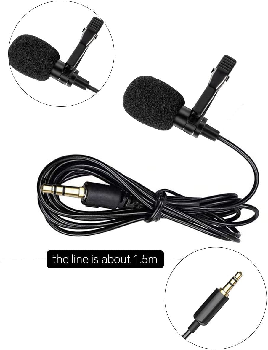 HUACAM Lavalier Lapel Microphone, Portable Collar Clip Mic Compatible with Iphone Android Smartphone Amplifier Podcast Pc/Laptop, Hands Free Mic Recording Mic for Youtube,Interview,Video (3 Packs)  HUACAM   
