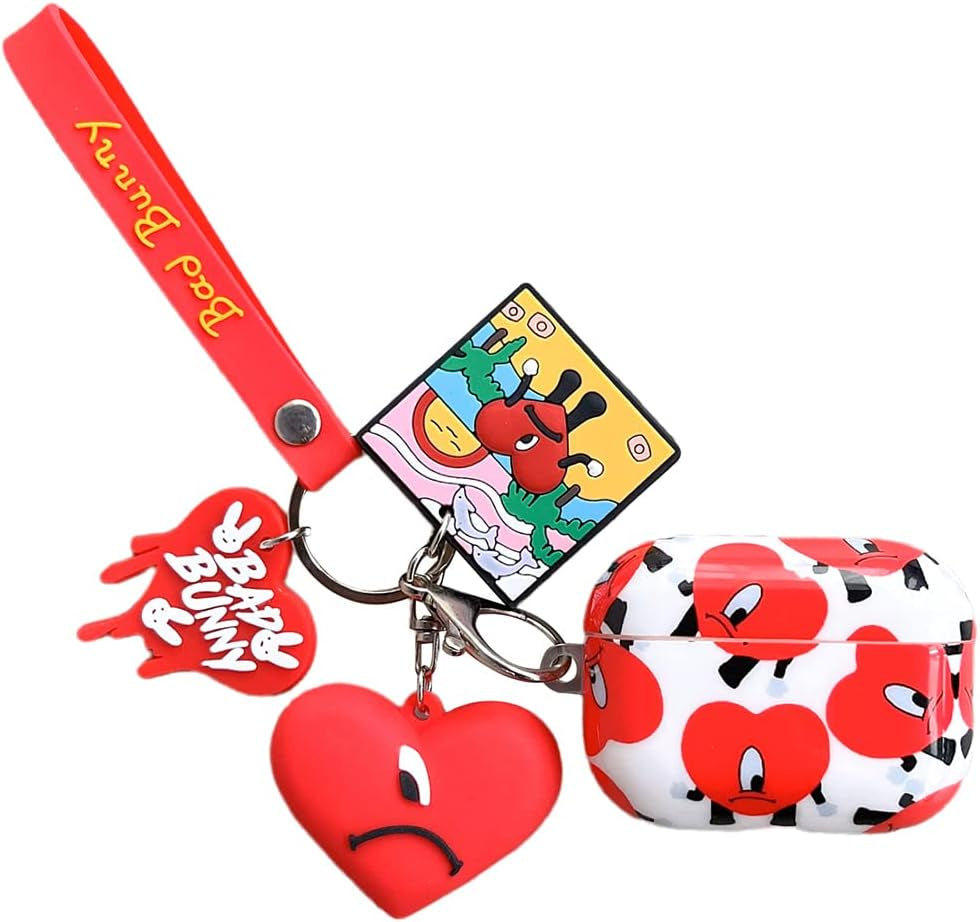 Cute Airpod 1/2 IMD Case,3D Fashion Popular Cool Bad Bunny TPU Headphone Case,Airpods 1/2 Generation with 3D Cartoon Key Chain Soft Skin Case (For Airpods 1/2)  TXSPYYHQFZC for AirPods Pro  