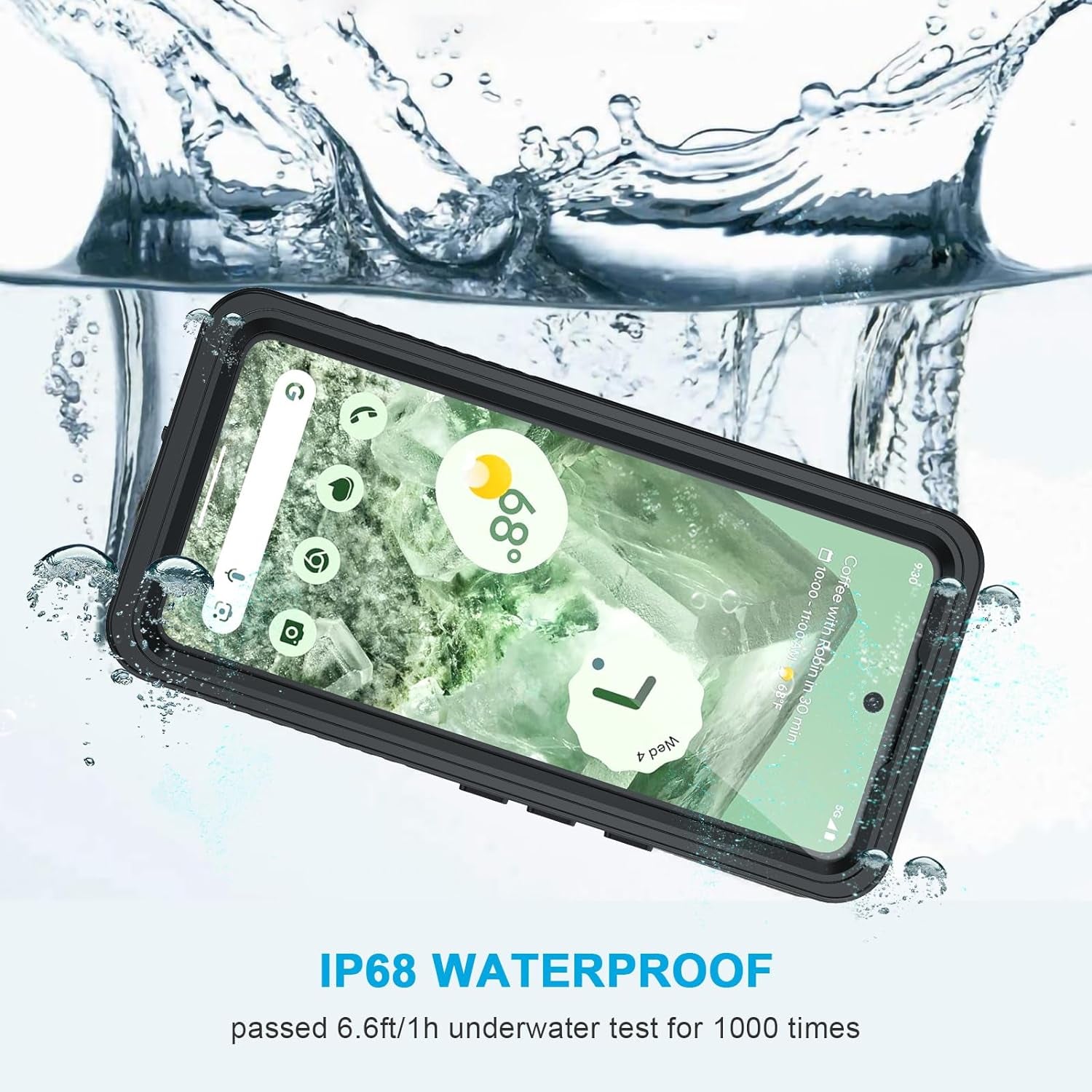 Lanhiem Pixel 8 Case, IP68 Waterproof Dustproof Case with Built-In Screen Protector, Rugged Full Body Shockproof Protective Clear Cover for Google Pixel 8 6.2 Inch, Black  Lanhiem   