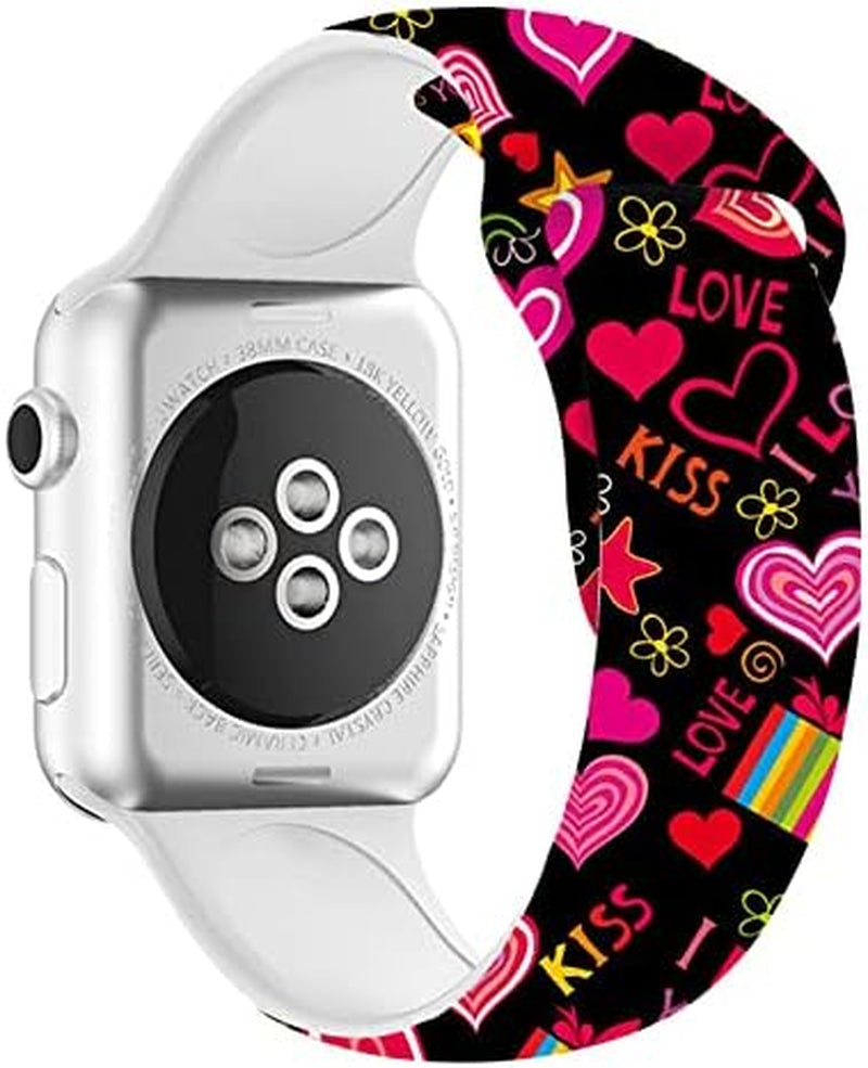 Valentine'S Day Gifts Sport Watch Band Compatible with Apple Watch 38Mm 40Mm 41Mm 42Mm 44Mm 45Mm for Women Men,Adjustable Replaceable Soft Silicone Smartwatch Straps for Iwatch Series SE 7 6 5 4 3 2 1  OHGOEHO   