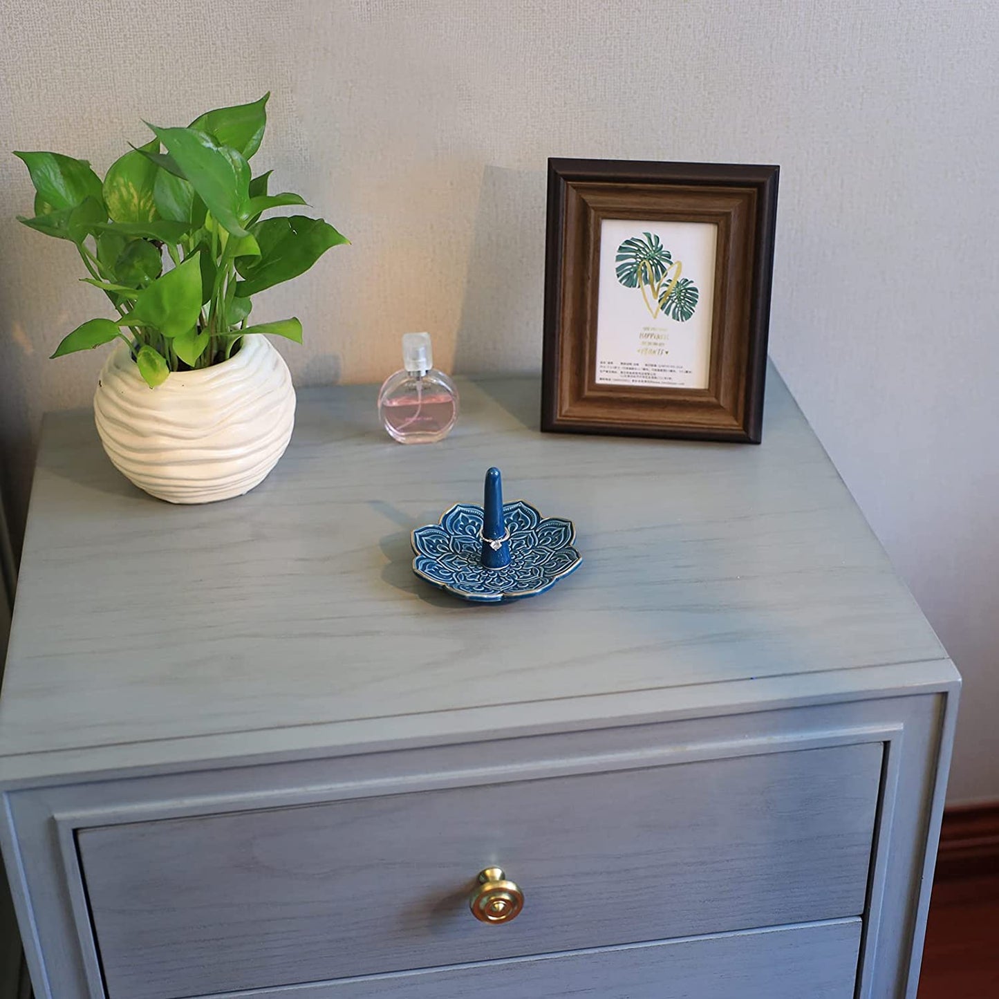 VINCOMIC Mandala Ring Holder,Decorative Jewelry Holder,Birthday Christmas Thanksgiving Day Engagement Wedding Gifts for Women,Ceramic Navy Blue  VINCOMIC   