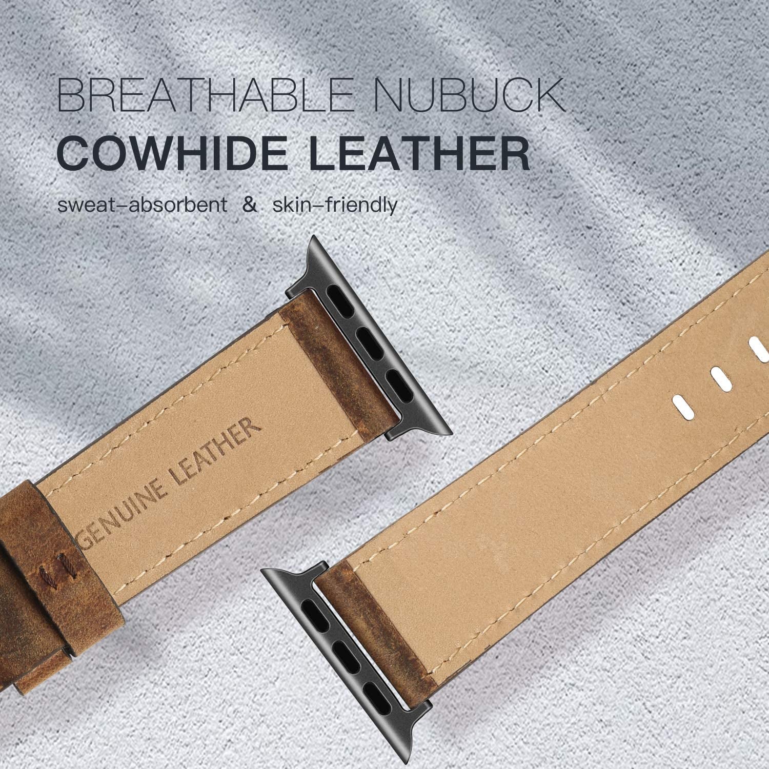 EDIMENS Leather Bands Compatible with Apple Watch 45Mm 42Mm 44Mm Band Men Women, Vintage Genuine Leather Wristband Replacement Band Compatible for Apple Watch Iwatch Series 8 7 6 5 4 3 2 1, SE Sports Retro Walnut  EDIMENS   