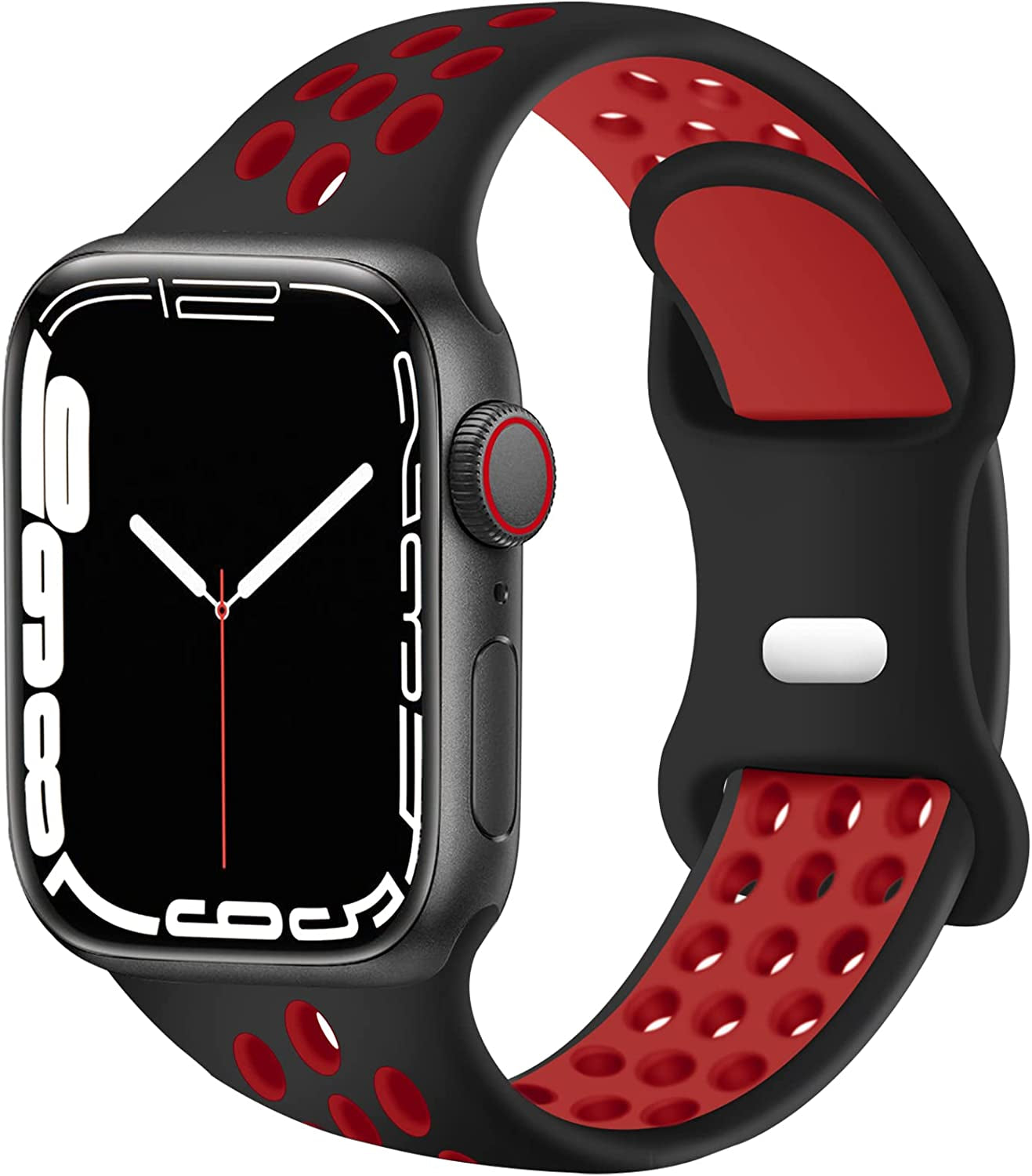 SVISVIPA Sport Bands Compatible for Apple Watch Bands 49Mm 45Mm 44Mm 42Mm 41Mm 40Mm 38Mm,Breathable Soft Silicone Sport Women Men Replacement Strap Compatible with Iwatch Ultra & SE & Series 8/7/6/5/4/3/2/1  SVISVIPA Black Red 38mm/40mm/41mm 