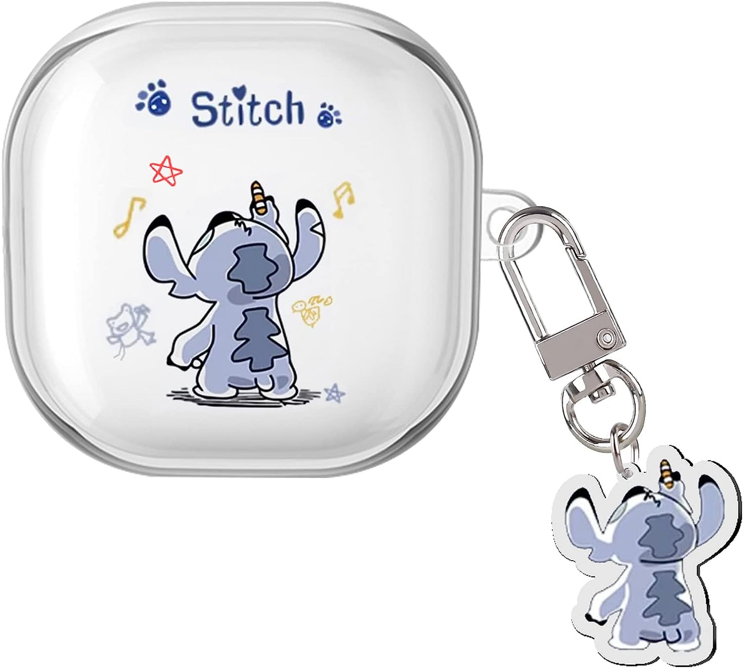 Cute Case for Samsung Galaxy Buds 2 Pro Case (2022) Buds 2 Case/Buds Pro Case/Buds Live Case with Cartoon Kawaii Anime Kulomi Pattern for Women Girls Kids Clear Soft Silicone Cover Skin  DiyGody Big Ear Blue Stitch  