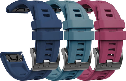 Lepmok 3-Pack for Garmin Fenix 7 Watch Bands, 22Mm Quickfit Silicone Band for Garmin Fenix 6, Fenix 5 Smartwatch  lepmok   