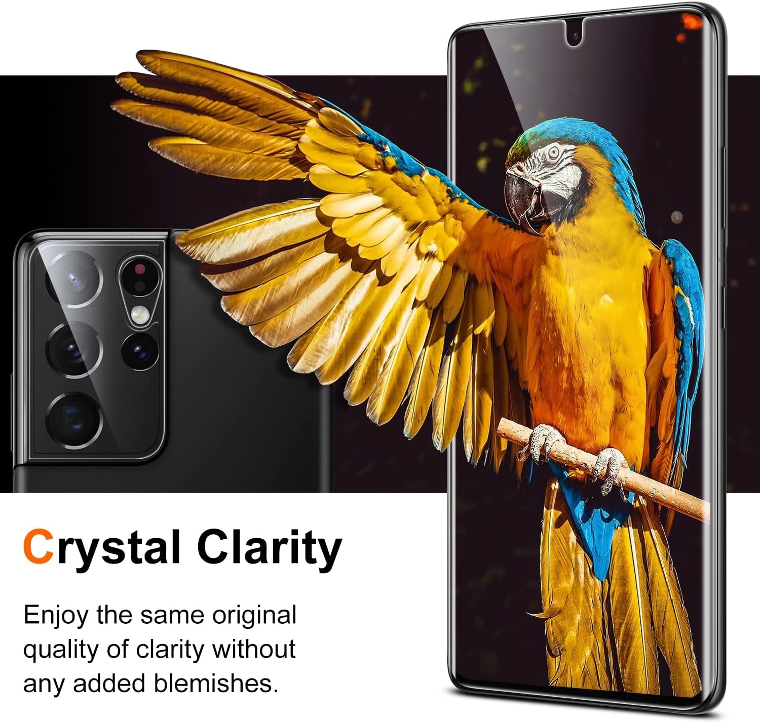 Uniqueme for Samsung Galaxy S21 Ultra Screen Protector, 2 Pack 5G 6.8- Inch Flexible TPU Screen Cover and 2 Pack Camera Lens Protector [Support Fingerprint Unlock][Bubble Free] [Installation Tool]  UniqueMe   