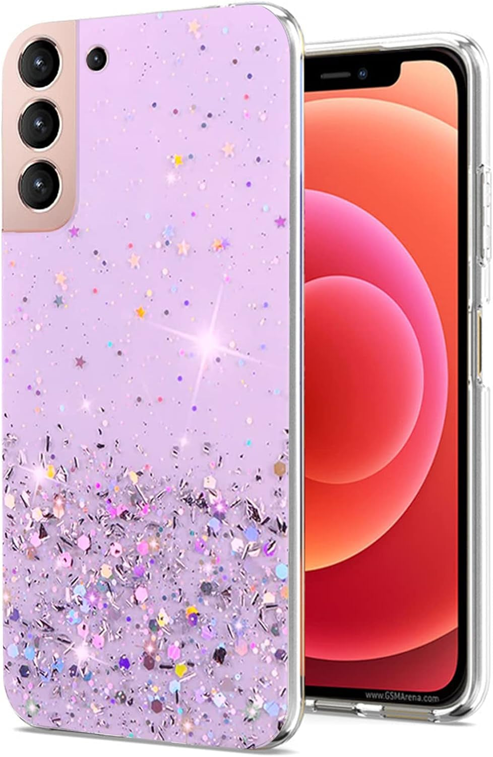 Phone Case for Samsung Galaxy S22 plus 5G Purple, Bling Bling Samsung S22 plus Case Glitter, Samsung Galaxy S22 plus Case Clear Silicone Anti-Scratch (Samsung S22 plus 5G, Pink)  Generic Purple Samsung S22 Plus 5G 