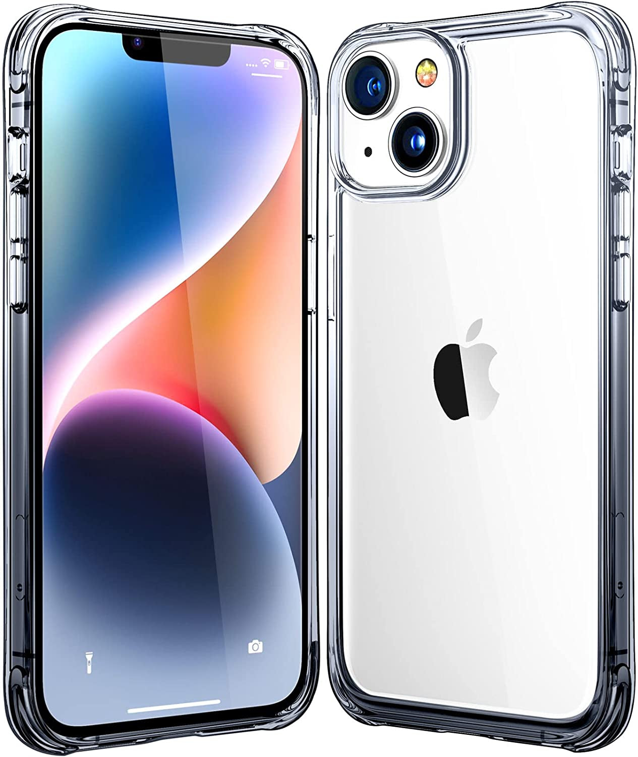 Mkeke Designed for Iphone 14 plus Case Clear, [Non Yellowing] [Military Grade Protection] Shockproof Slim Phone Case for Iphone 14 plus 6.7 Inch - Gradient Black-Green  Shenzhen Make Technology Company Limited Gradient Light Black  