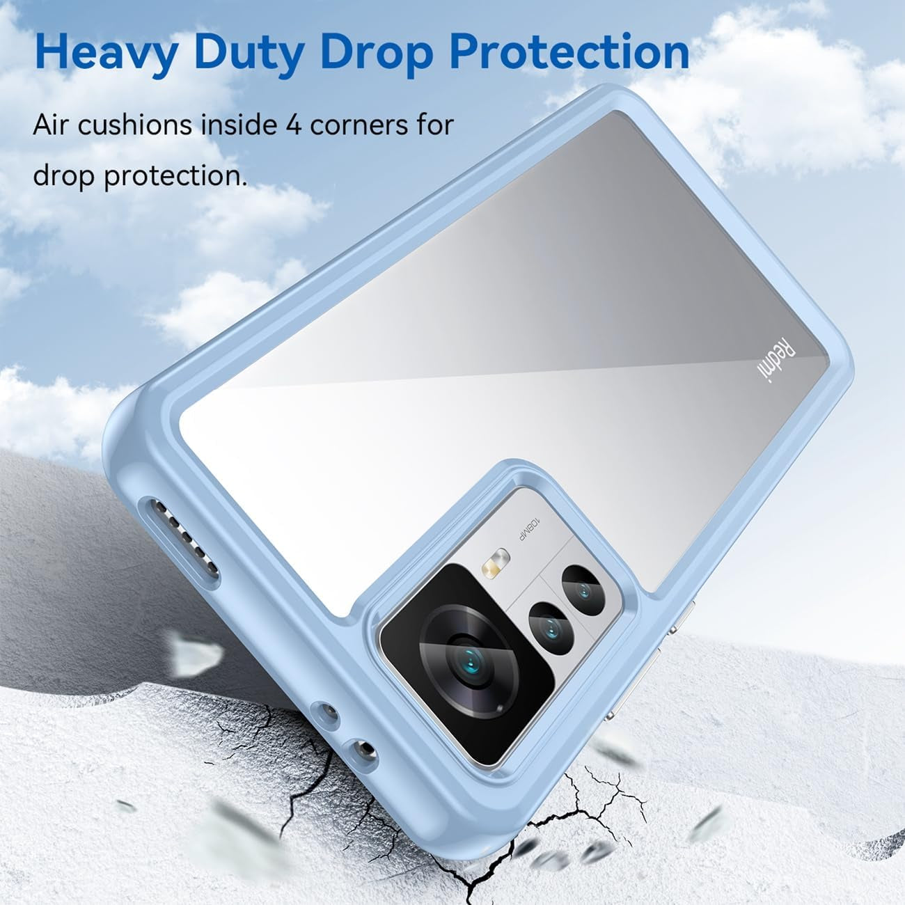 GTBDEKI Clear Case for Xiaomi 12T Pro Case/Xiaomi 12T/Redmi K50 Ultra Case with HD Screen Protector, Shockproof Clear Hard PC + TPU Bumper Protective Cover Case for Xiaomi 12T Pro 5G Crystal Blue  GTBDEKI   