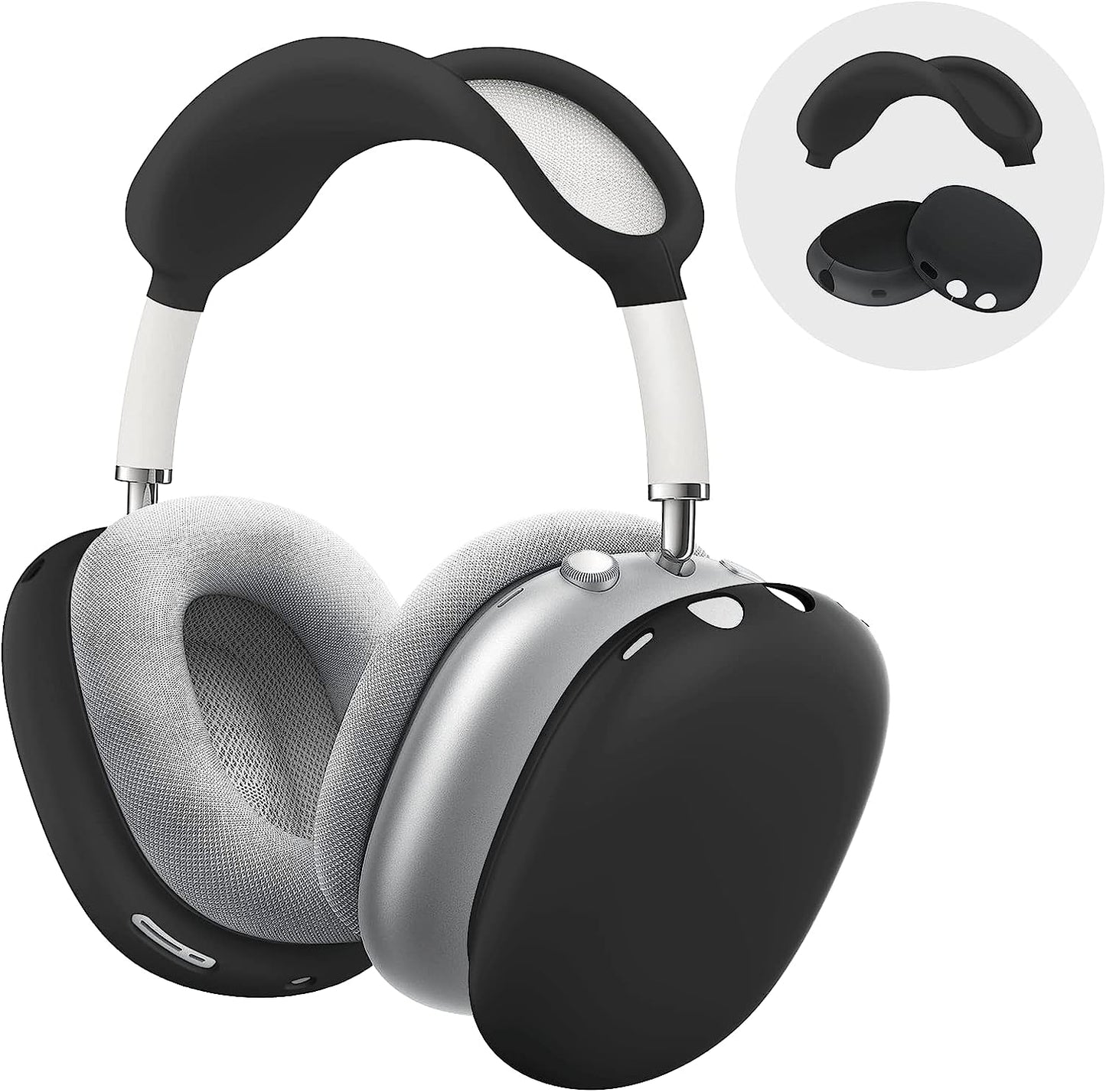 Woyinger Silicone Case for Airpods Max Headphones, Scratch-Resistant Earcup Caps and Headband Cover, Airpods Max Accessory Skin Case,White  Woyinger Black  