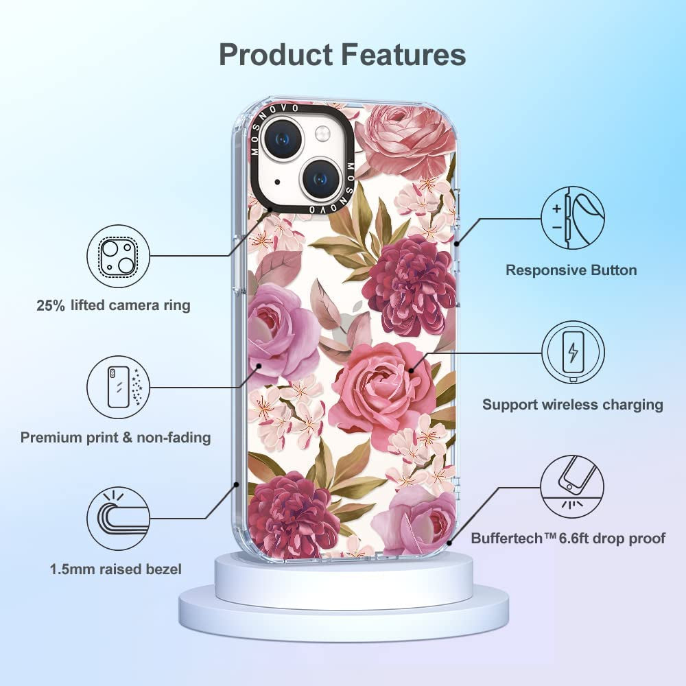MOSNOVO Compatible with Iphone 14 Case, [Buffertech 6.6 Ft Drop Impact] [Anti Peel off Tech] Clear TPU Bumper Women Girl Phone Case Cover with Bloosom Floral Designed for Iphone 14 6.1"  MOSNOVO   