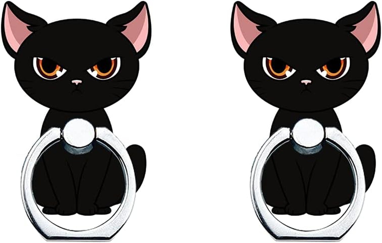 Phone Ring Holder Stand,Cute Animal Phone Ring Stand Holder 360 Rotation Kickstand Finger Ring Cute Turtle Grip Stand for Cellphones,Smartphones and Tablets  RRJQW 2 Pack Black Cat Phone Ring Stand  