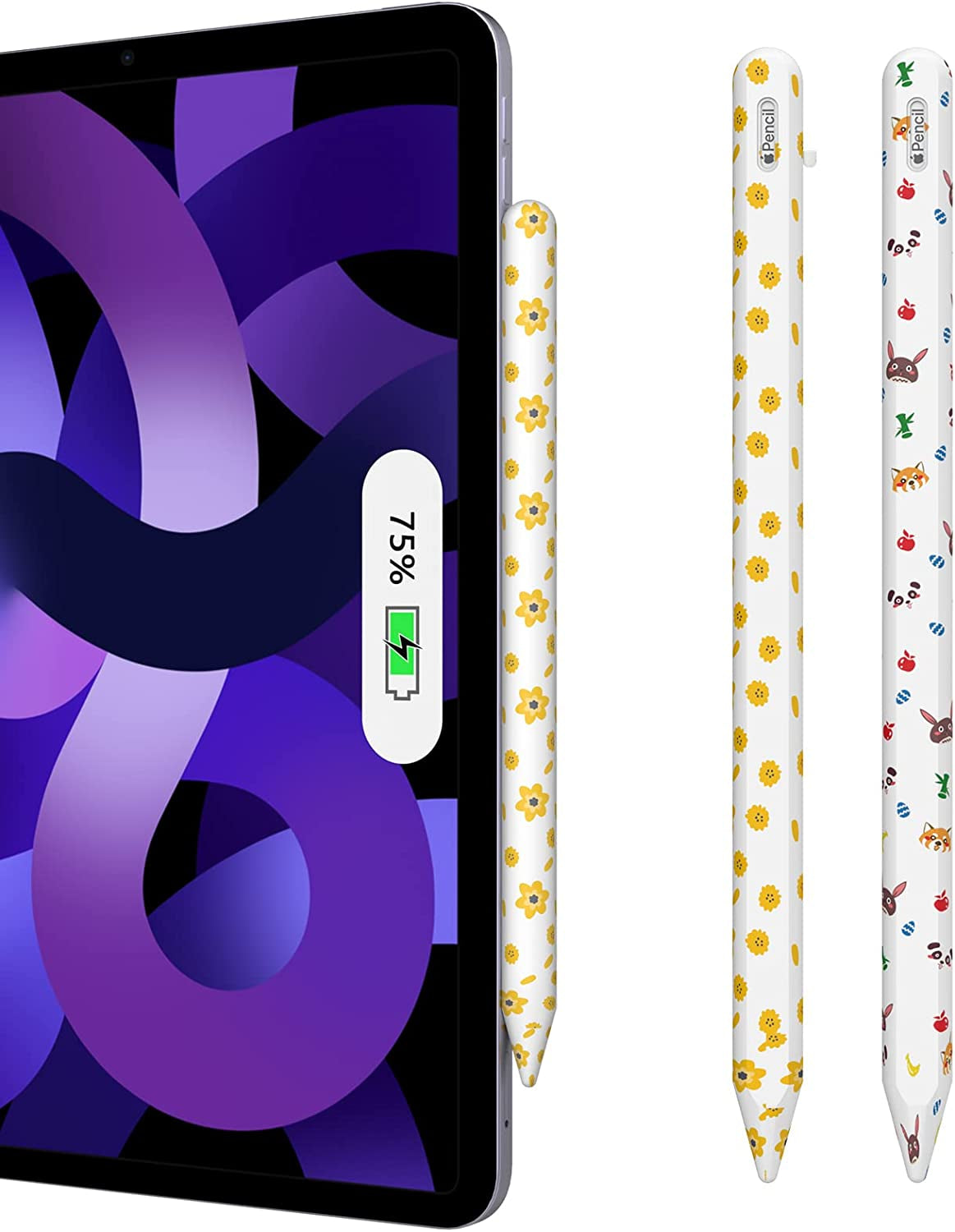 Moko Silicone Pencil Case Compatible with Apple Pencil 2Nd Generation, Ultra Thin Protective Cover Anti-Slip Sleeve Case with Nib Cover, Panda  MoKo Sunflower+Panda 2PACK 