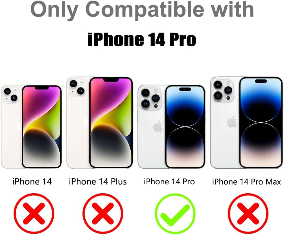 Tharlet Clear for Iphone 14 Pro Case [10FT Military Grade Drop Tested] White Silicone Slim Clear Hard Back Frame with Glitter Camera Lens Case for Iphone 14 Pro Phone Case, Pink (6.1")  tharlet   