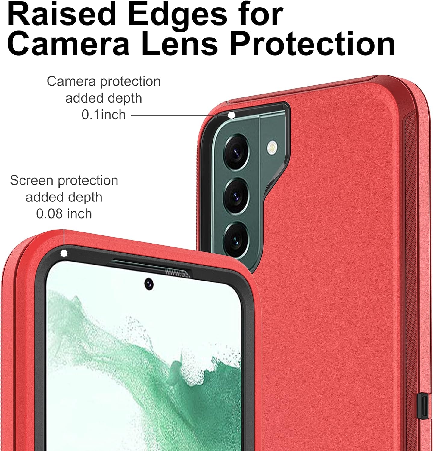 HONG-AMY for S22 plus Case, Samsung Galaxy S22 plus Case with Self Healing Flexible TPU Screen Protector [2 Pack], 3 in 1 Full Body Shockproof Heavy Duty Case for Galaxy S22 plus 5G (Red/Black)  HONG-AMY   
