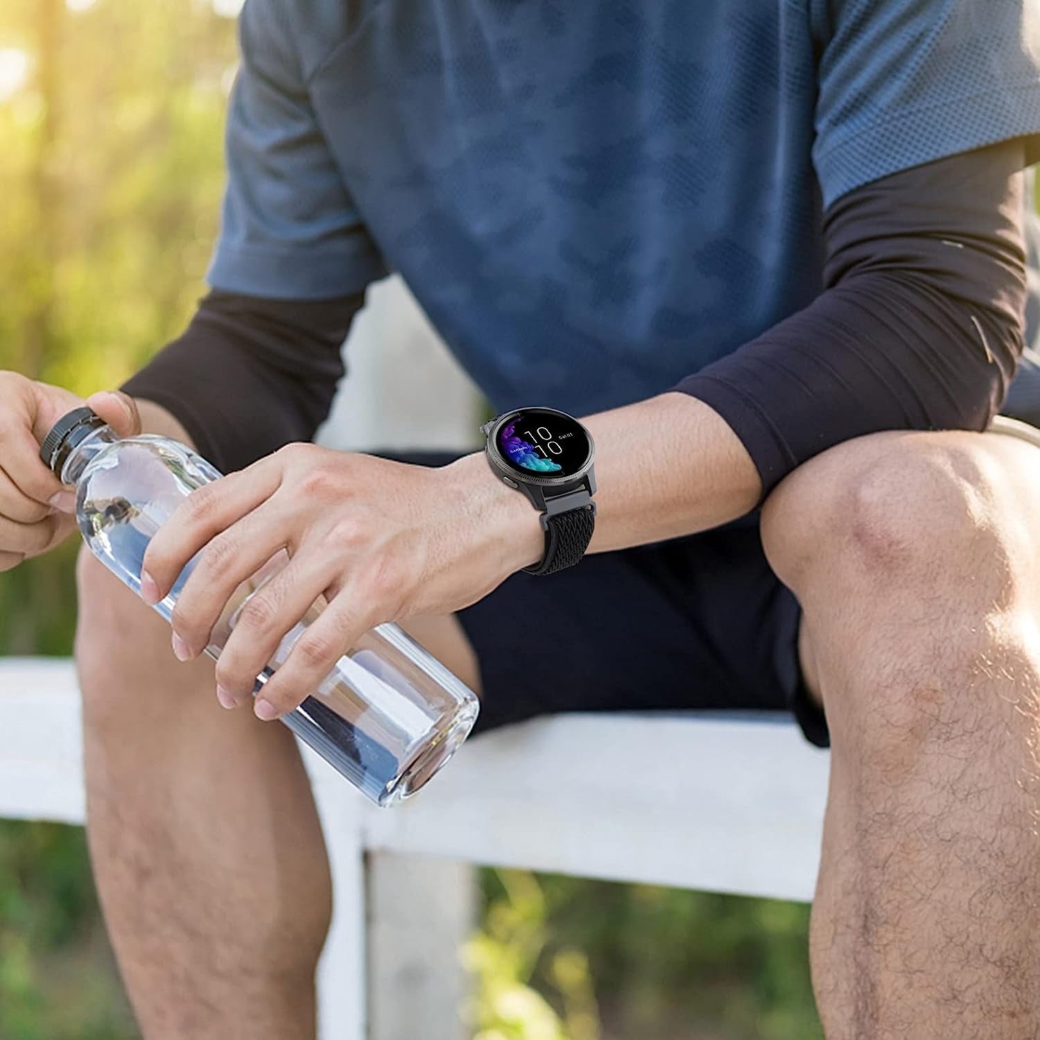 Wizvv Stretchy Nylon Watch Bands Compatible with Garmin Venu Sq/Venu for Women Men, 20Mm Loop Breathable Elastic Strap Replacement for Garmin Vivoactive 3/Venu 2 Plus/Forerunner 245/55/645 Music (10 Pack)  Wizvv   