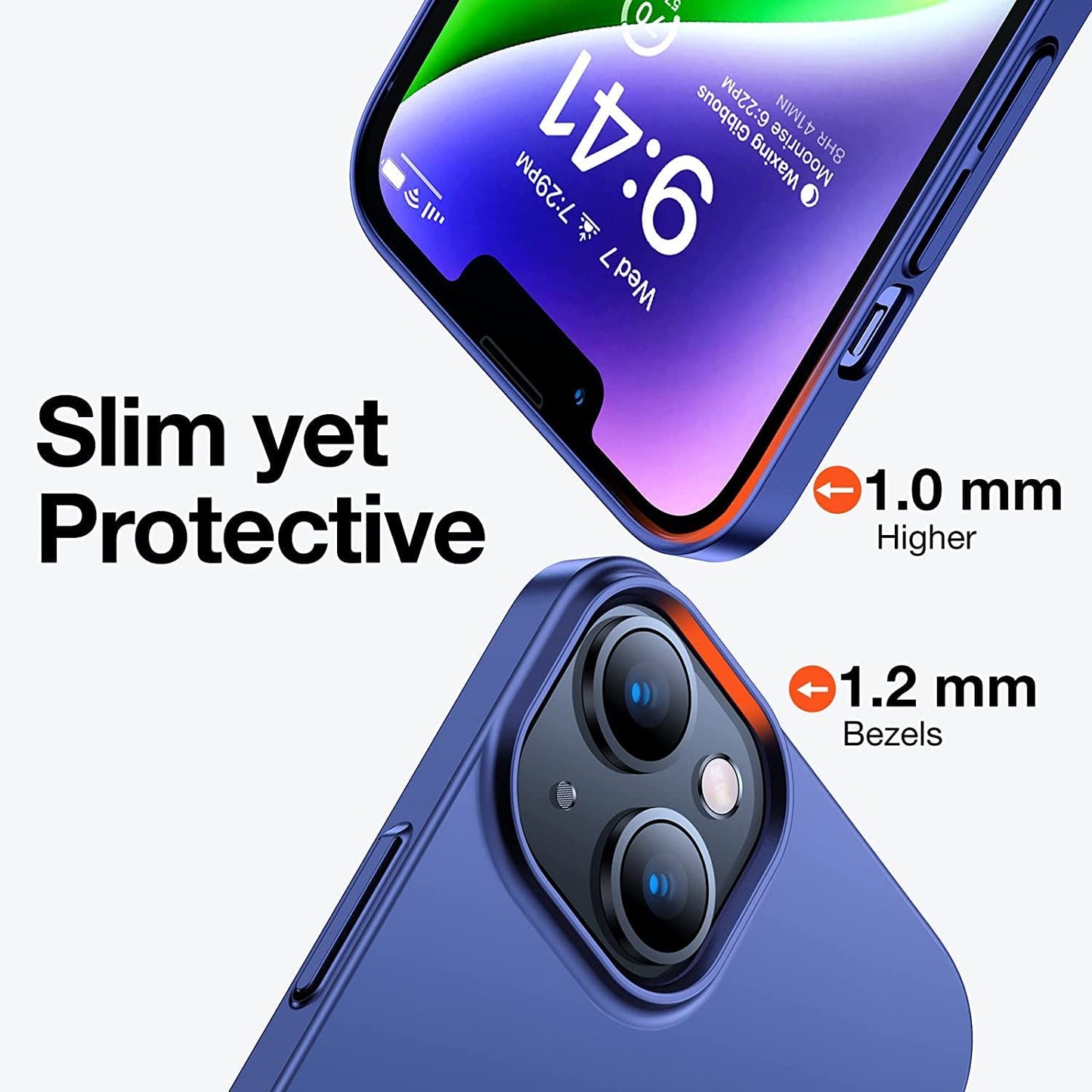 TORRAS Slim Fit for Iphone 14 Case/Iphone 13 Case Ultra-Thin Sturdy Protective Cover with Non-Slip Grip & No Fingerprint Hard Plastic Super Slim Phone Case for Iphone 14/13 (6.1) Inch, Navy Blue  TORRAS   