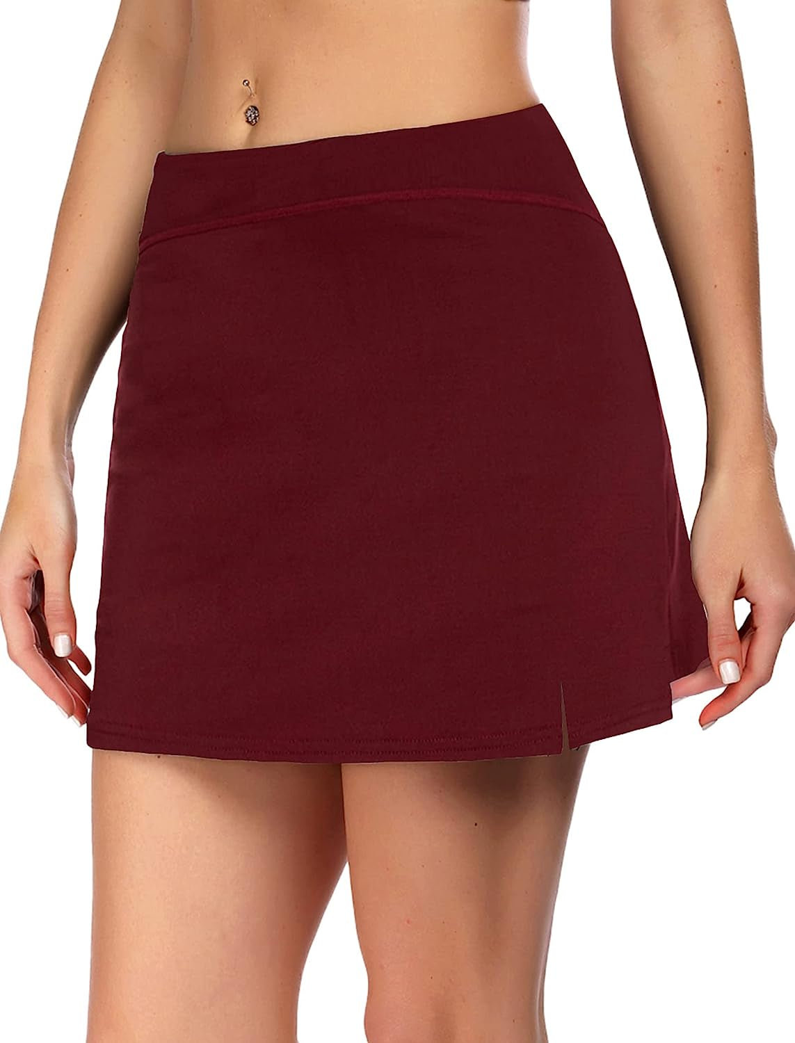 ADOME Women'S Athletic Skort Tennis Skirt with Pockets Shorts Active Golf Running Workout Sports  ADOME Wine Red XX-Large 