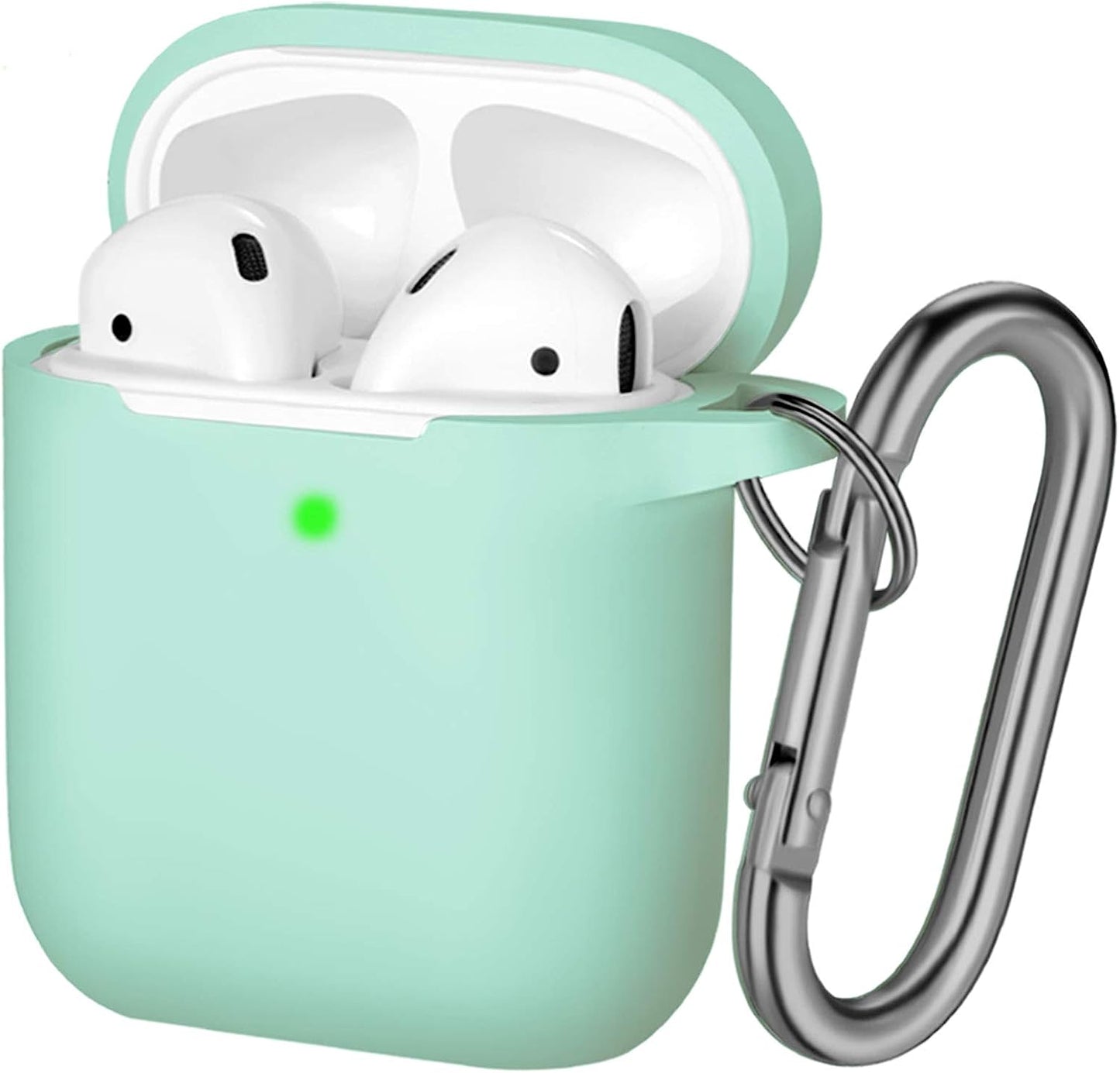 Hamile Cover Compatible with Airpods Case, Soft Silicone Protective Covers Skin (Front LED Visible) Designed for Airpod 2/ Airpod 1 Cases with Keychain Accessories, Women Girls Men Boys,Rose  Hamile Mint Green  
