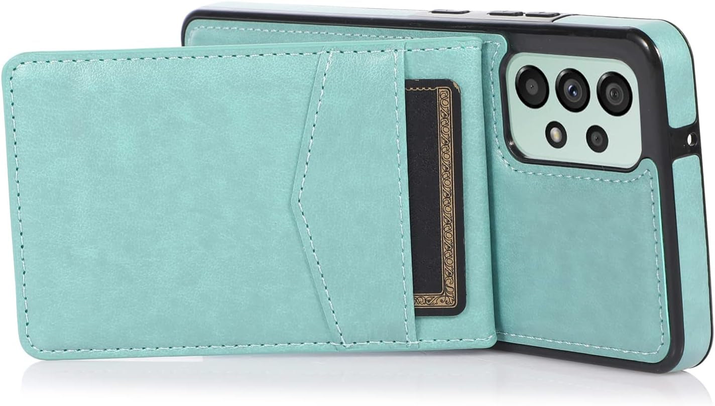 ZZXX Samsung Galaxy A53 5G Case Wallet Dual Layer Lightweight Premium Leather with Card Slots Kickstand Flip Case Protective Case for Samsung Galaxy A53 Wallet Case(Mint Green-6.5 Inch)  ZZXX   