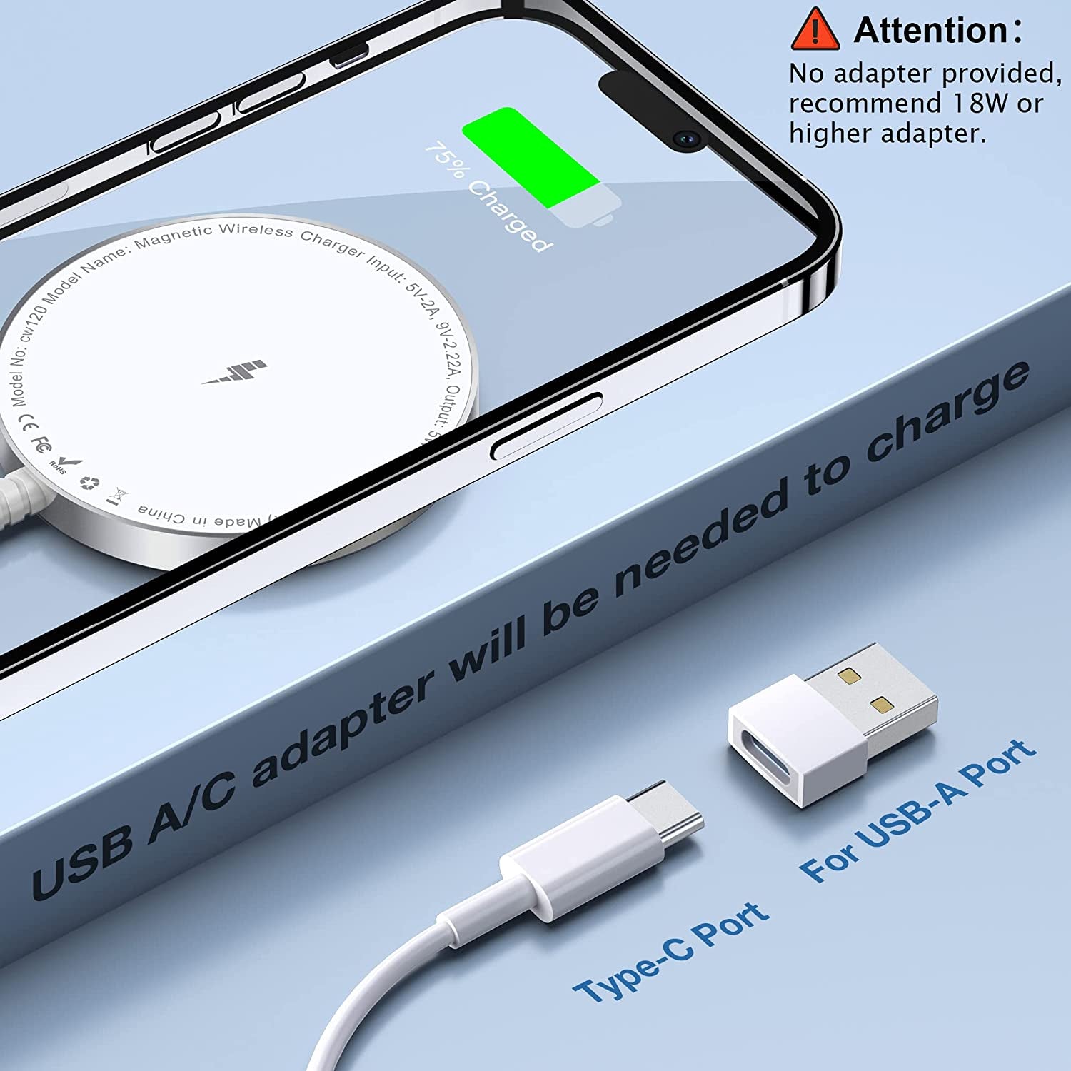 Magnetic Wireless Charger for Iphone: Magsafe Charger Fast Charging Pad 2 Pack for Iphone 14 13 12 Pro Max plus & Airpods 2 3 Pro (No Adapter)  Shenzhen USV Technology Co.,Ltd   