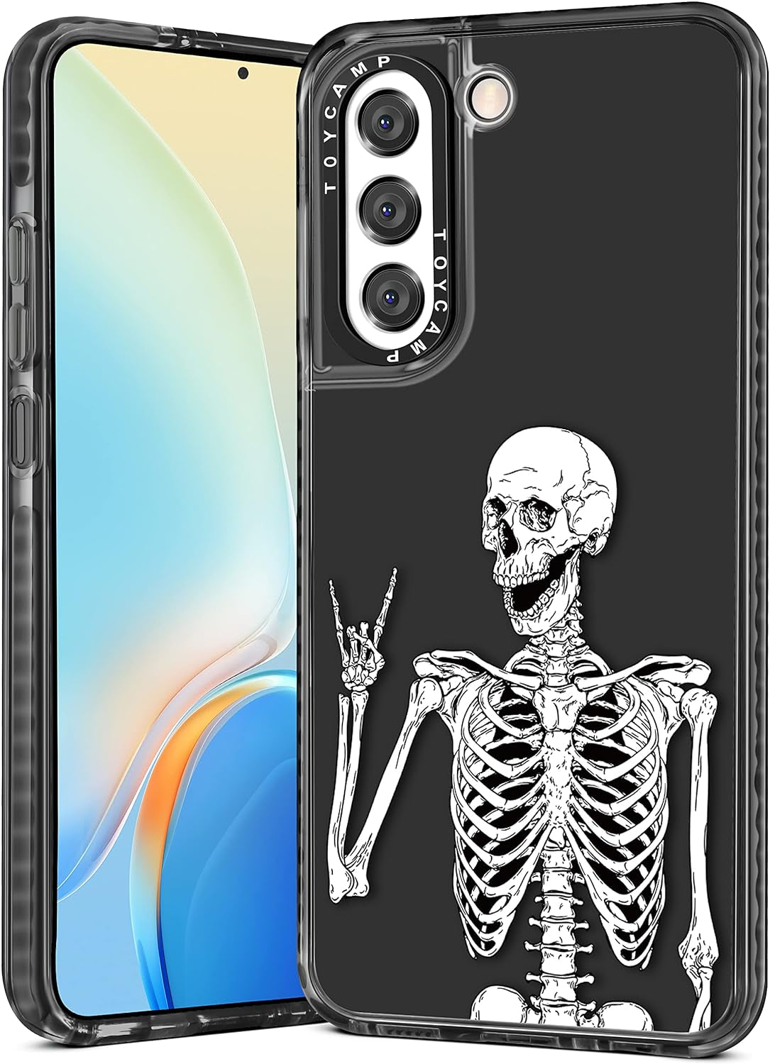Toycamp for Samsung Galaxy S21 plus Case, Cute Funny Sun Moon Star Design for Women Girls Boys Teens for Galaxy S21 plus Cases, Cute Cartoon Sun Moon Star Print Cover for S21 plus Case 5G, 6.7''  Toycamp Black Skeleton  