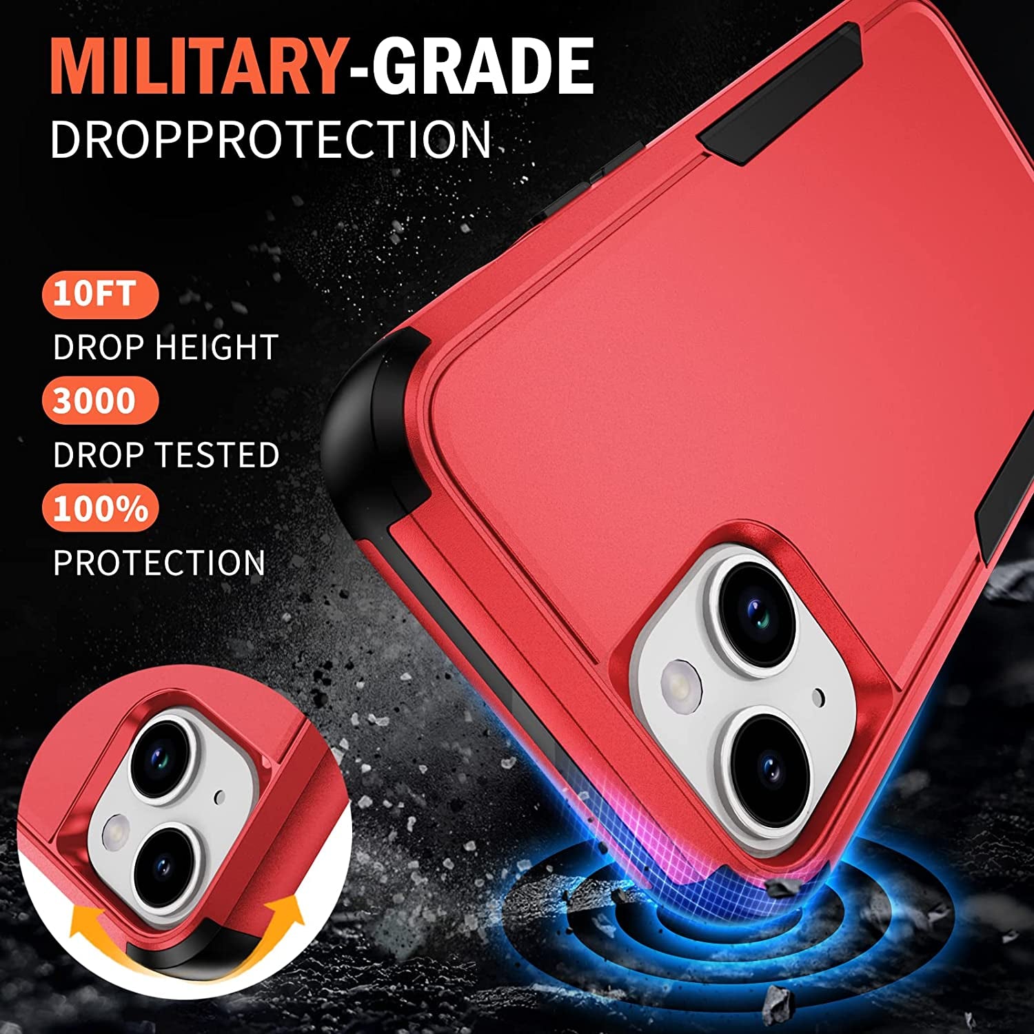 Ezanmull for Iphone 14 Case, [Shockproof] [Dropproof] [Full-Body] [2+Tempered Glass Screen Protector + 2+Tempered Camera Lens Protector] Heavy Duty Protection Phone Case for Apple Iphone 14 (Red)  Ezanmull   
