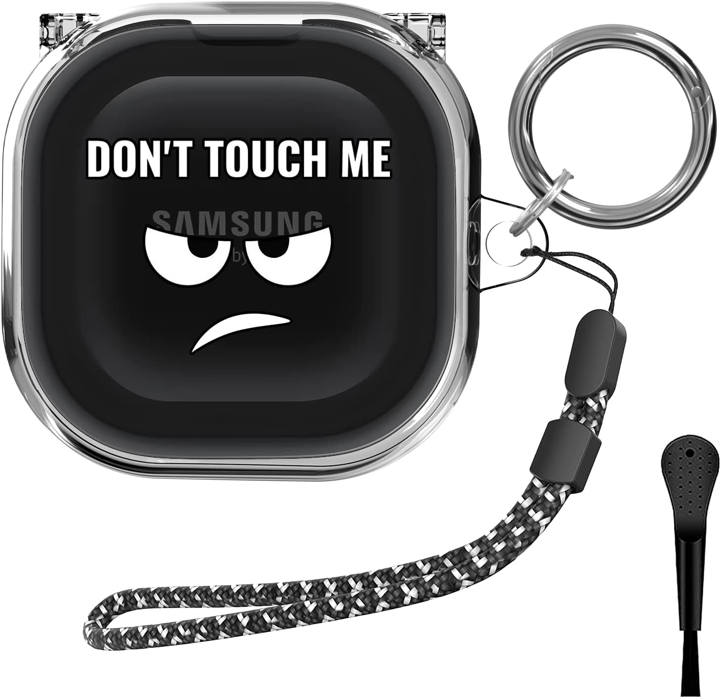 TOLUOHU Scream Ghost Case for Samsung Galaxy Buds2 Pro(2022)/Galaxy Buds Live(2020)/Galaxy Buds Pro(2021)/Galaxy Buds 2(2022) Case, Clear Hard Pc Shockproof Protective Cover with Keychain/Lanyard  TOLUOHU A-Don't Touch Me  