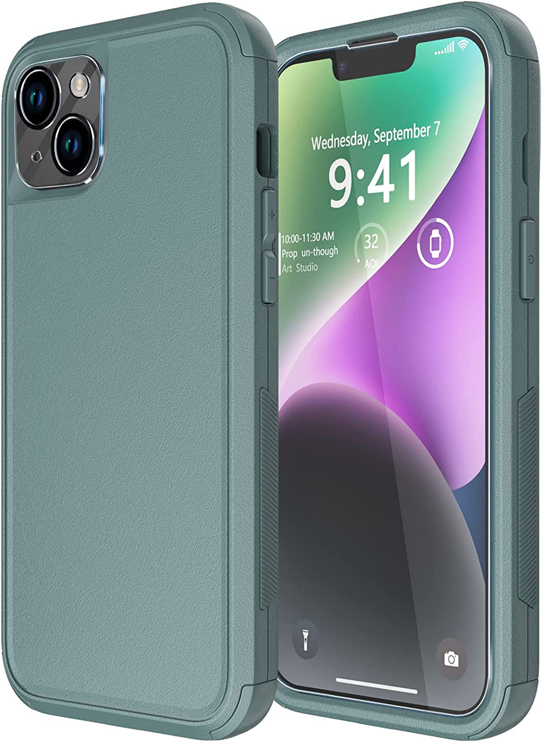 Diverbox Designed for Iphone 14 plus Case with Screen Protector Camera Lens Cover Heavy Duty Shockproof Shock-Resistant Cases for Apple Iphone 14 plus Phone 6.7 Inch (Dark Green)  Diverbox Pine Green  