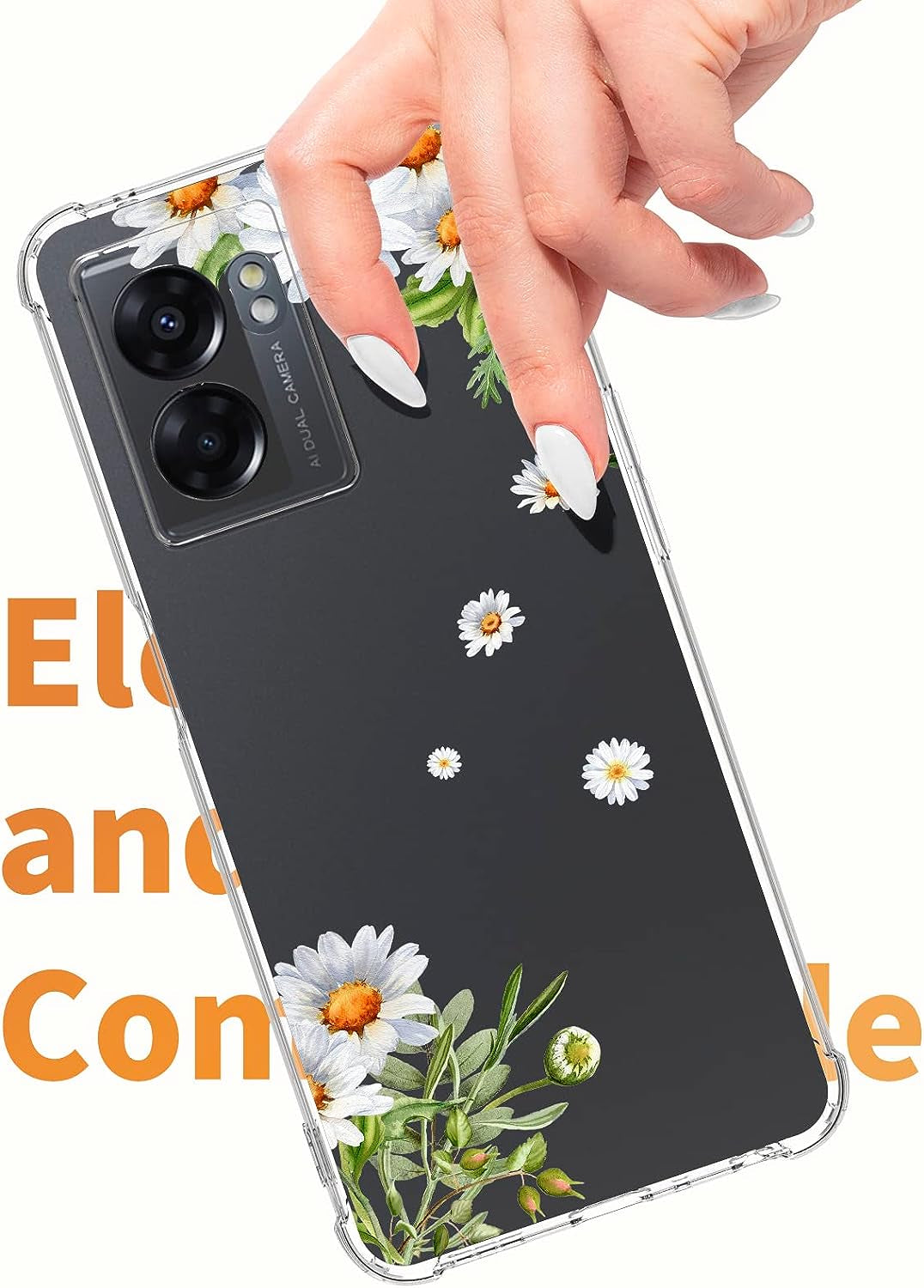 Dcwunk Compatible with Oneplus Nord N300 5G Case 6.56 Inch, Camera Lens Protector Flower Shockproof Clear Floral Design Protective Women Phone Cover, 2022 (Daisies)  Dcwunk   