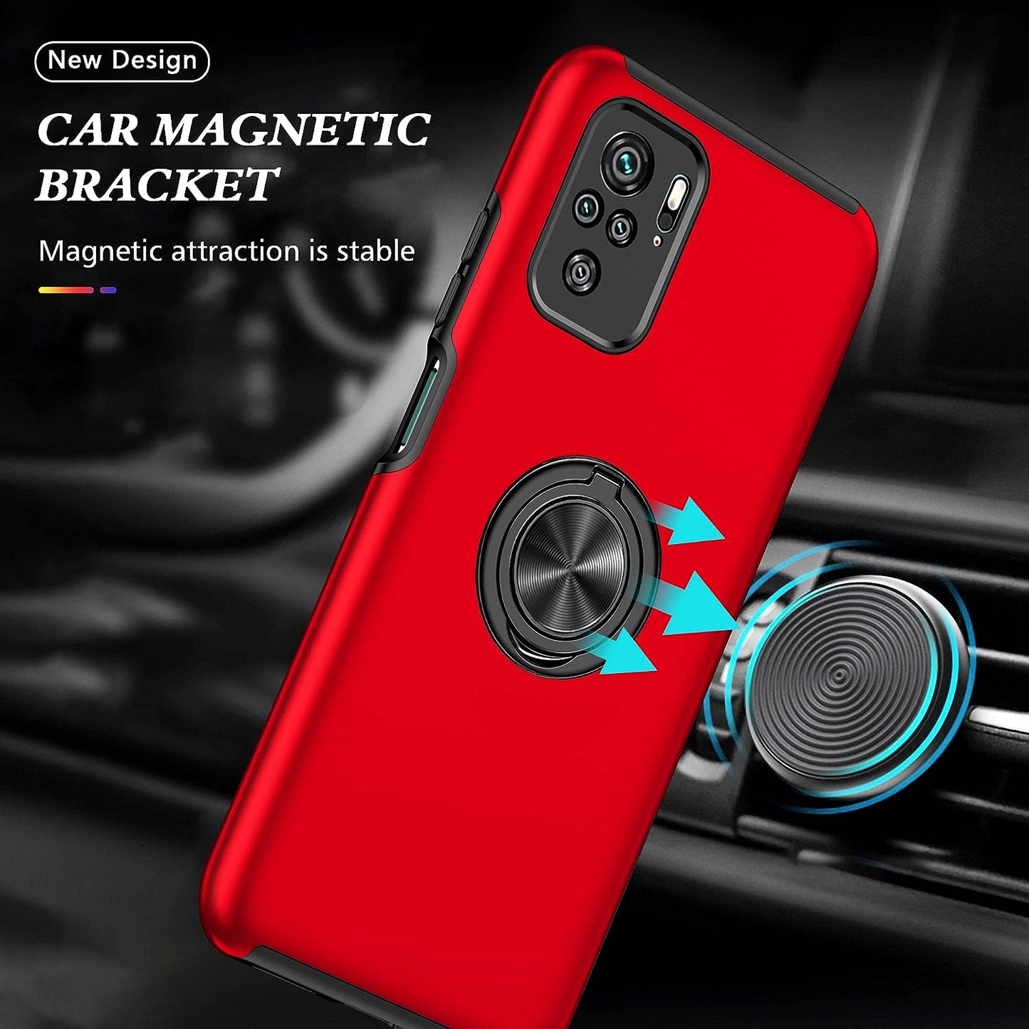 Asuwish Compatible with Xiaomi Redmi Note 10/10S 4G Case and Tempered Glass Screen Protector Cover Slim Magnetic Ring Holder Cell Accessories Phone Cases for Redme Note10 S Note10S Women Men Red  Asuwish   