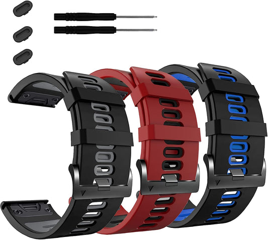 Compatible with Garmin Watch Bands,26Mm Width Soft Silicone Quick Release Straps for Fenix 7X/Enduro/Fenix 6X Pro/Fenix 6X/Fenix 5X Plus/Fenix 3/Fenix 3 Hr/Descent Mk1/D2 Delta Px/Tactix Delta,Black-Grey  ZPJPPLX   