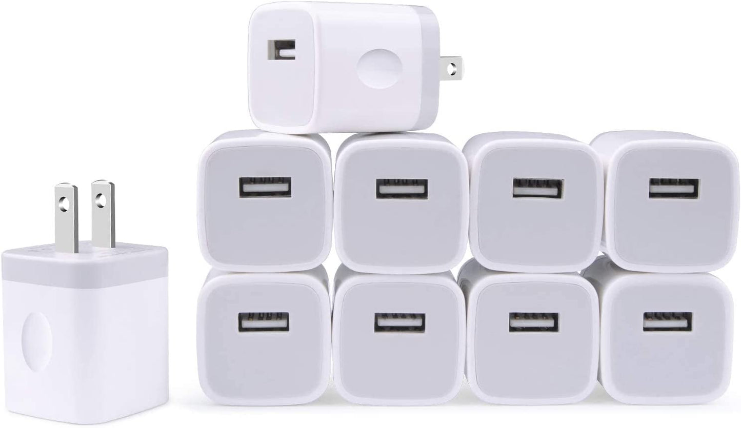 Charging Block for Iphone, Charger Box, USB Cube, Nonouv 10-Pack Single Port Wall Charger 1A/5V USB Outlet Plug Adapter Power Bricks for Iphone 13 12 11 Pro SE XR XS X 8 7 6 6S Plus, Ipad, Samsung  Shenzhen Putuo Technology Co.,Ltd   