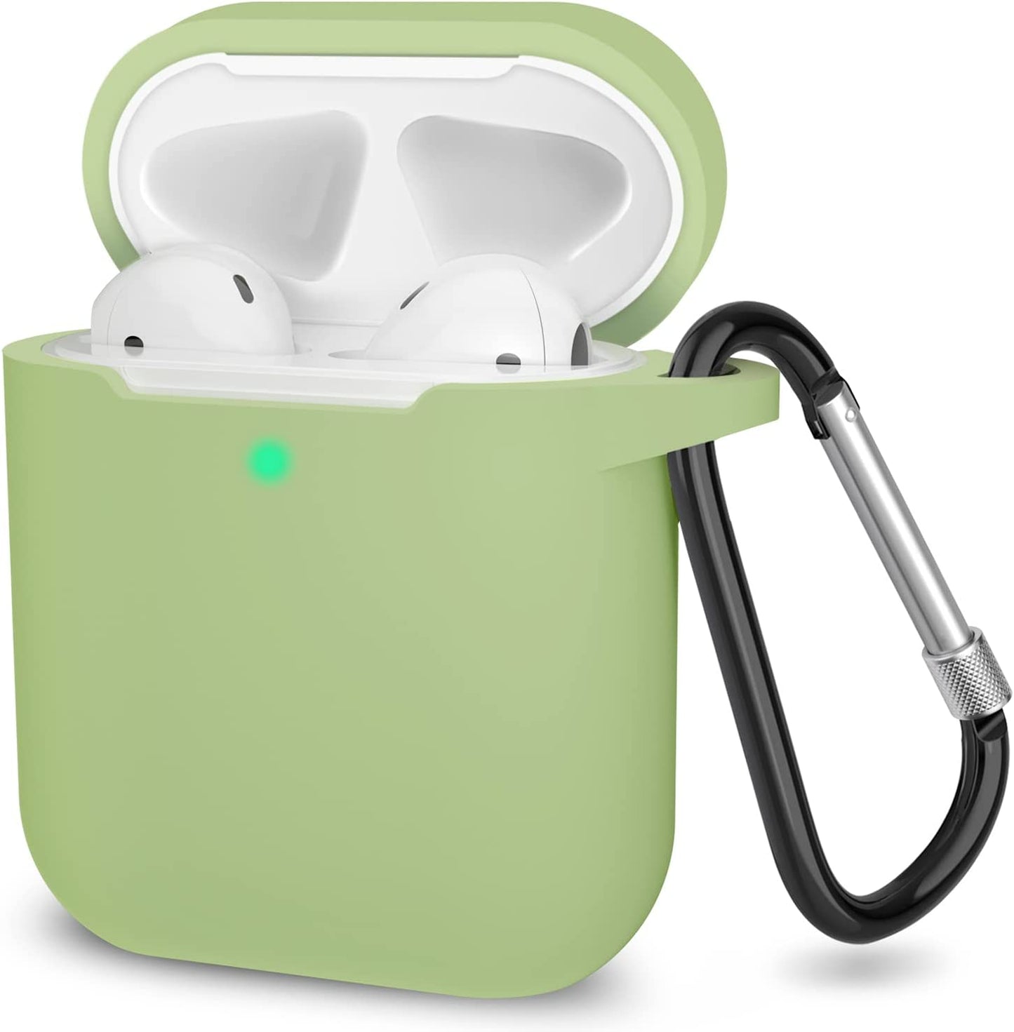 SATLITOG Airpods Case Cover with Secure Lock Keychain, Protective Silicone Cover Compatible with Apple Airpods 2Nd & 1St Charging Case - Light Purple  SATLITOG Matcha  