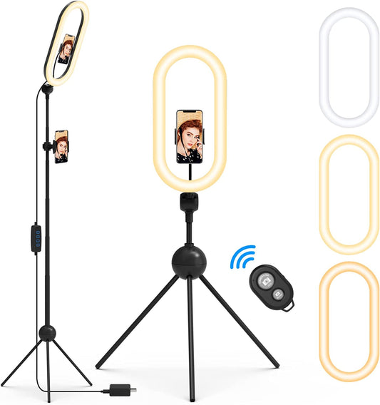 Ring Light with Stand and Phone Holder, 14" Selfie Lights 77" Tall Tripod with Remote Compatible with Iphone Phone LED Halo Standing Lighting for Makeup Tiktok Youtube Camera Photography Zoom Videos  NINGBO QAYA ILLUMINATION CO., LTD   